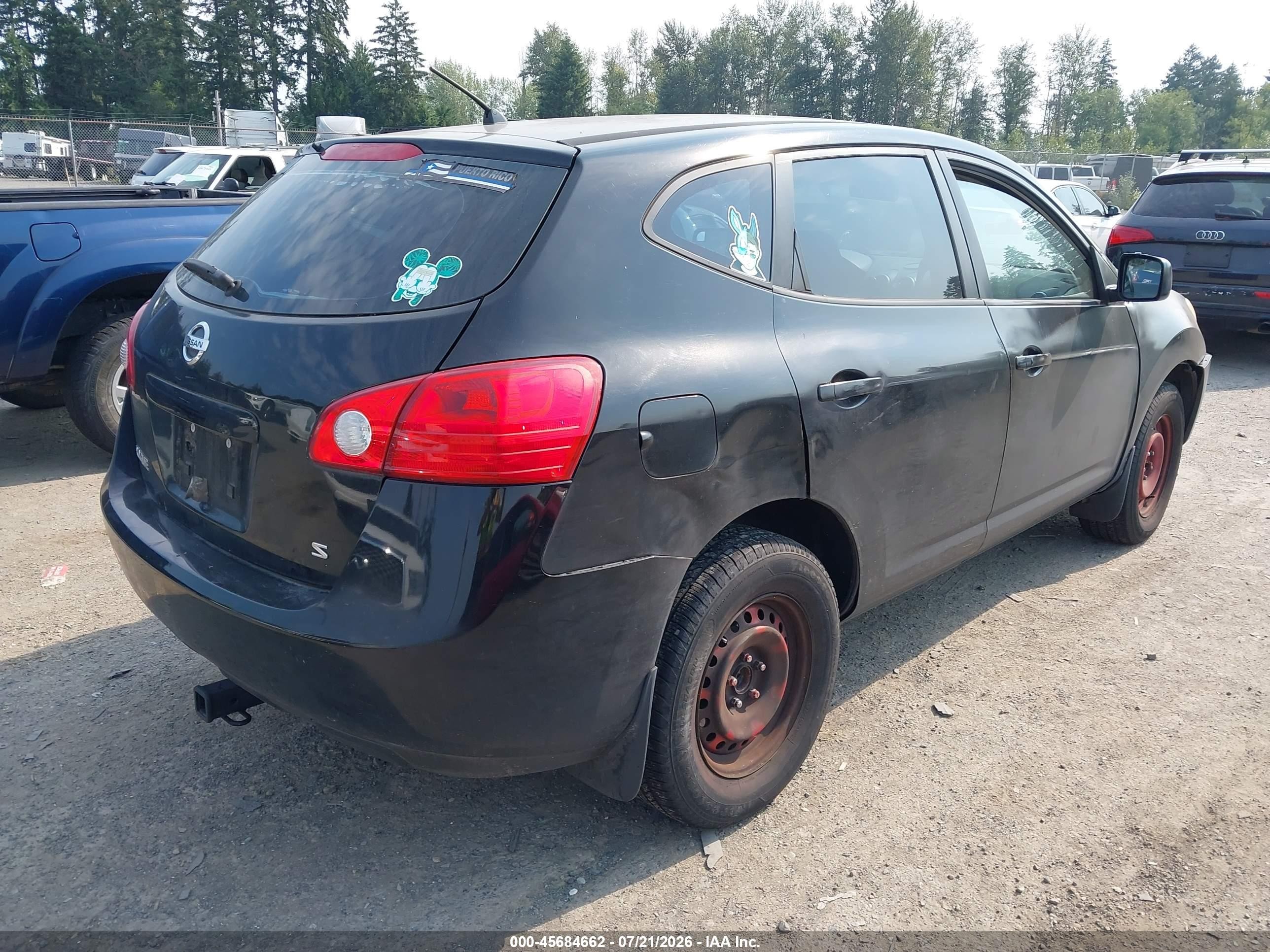 2008 Nissan Rogue S Black vin: JN8AS58T18W024816