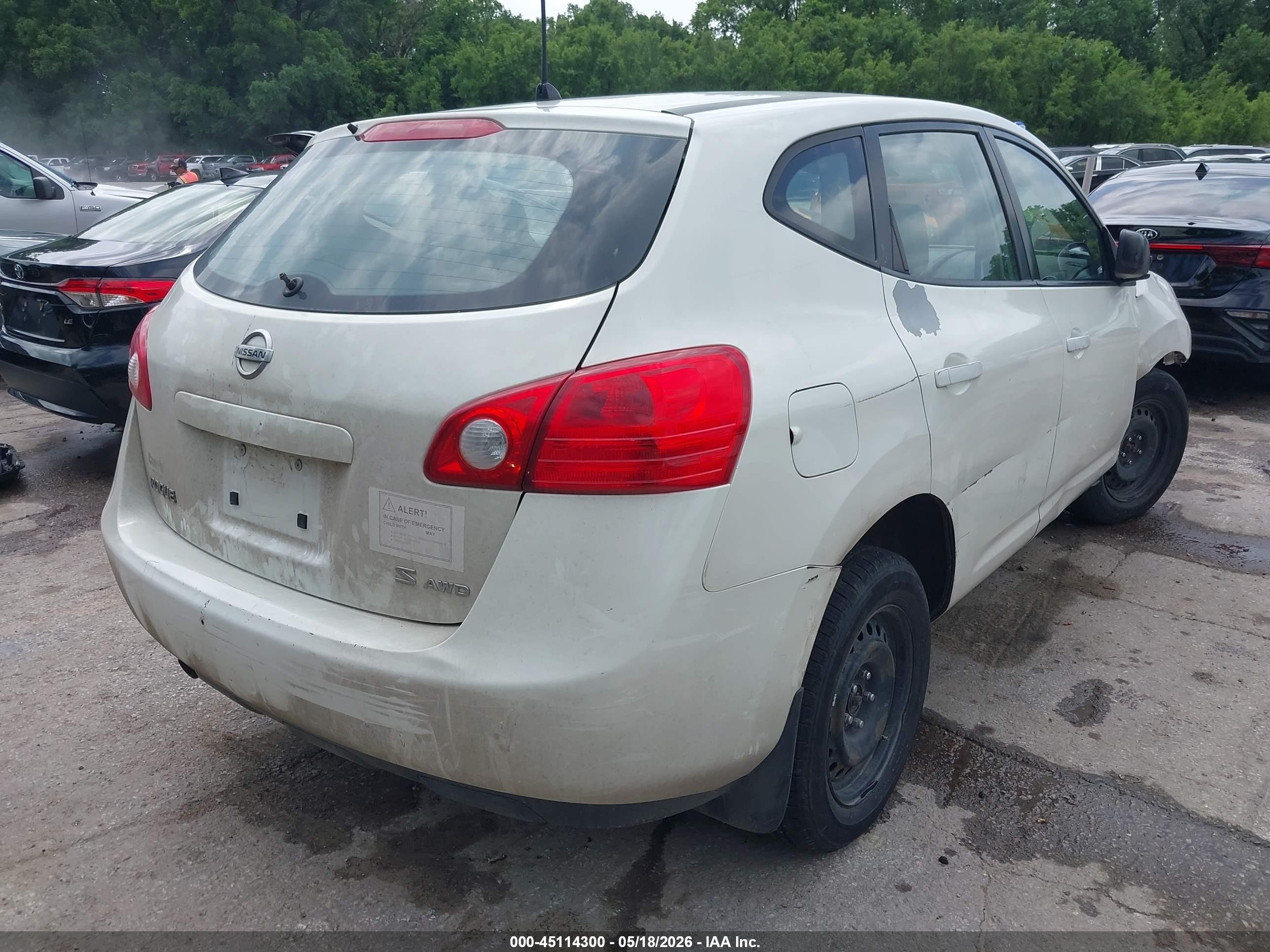 2009 Nissan Rogue S White vin: JN8AS58V09W443453