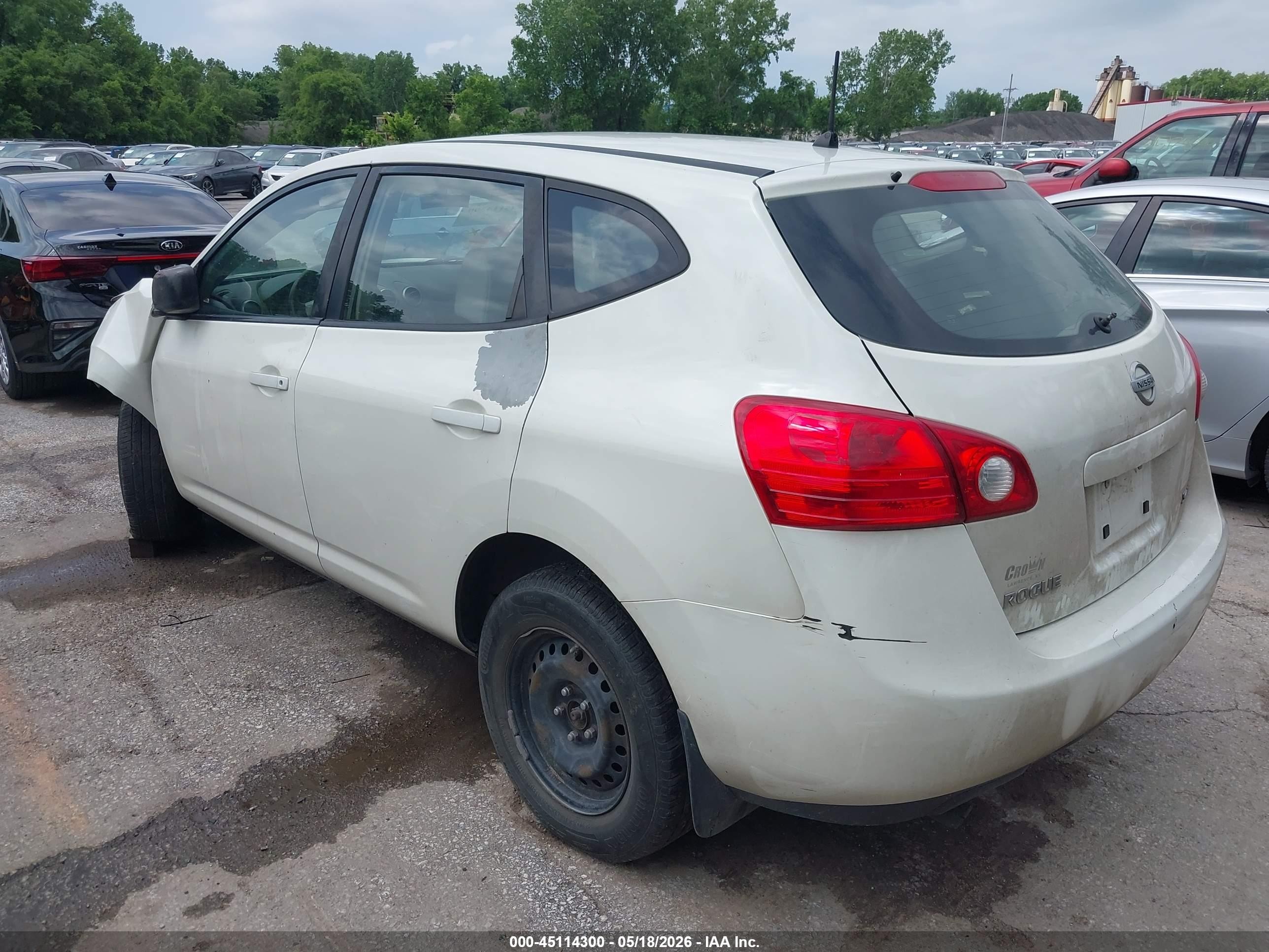 2009 Nissan Rogue S White vin: JN8AS58V09W443453