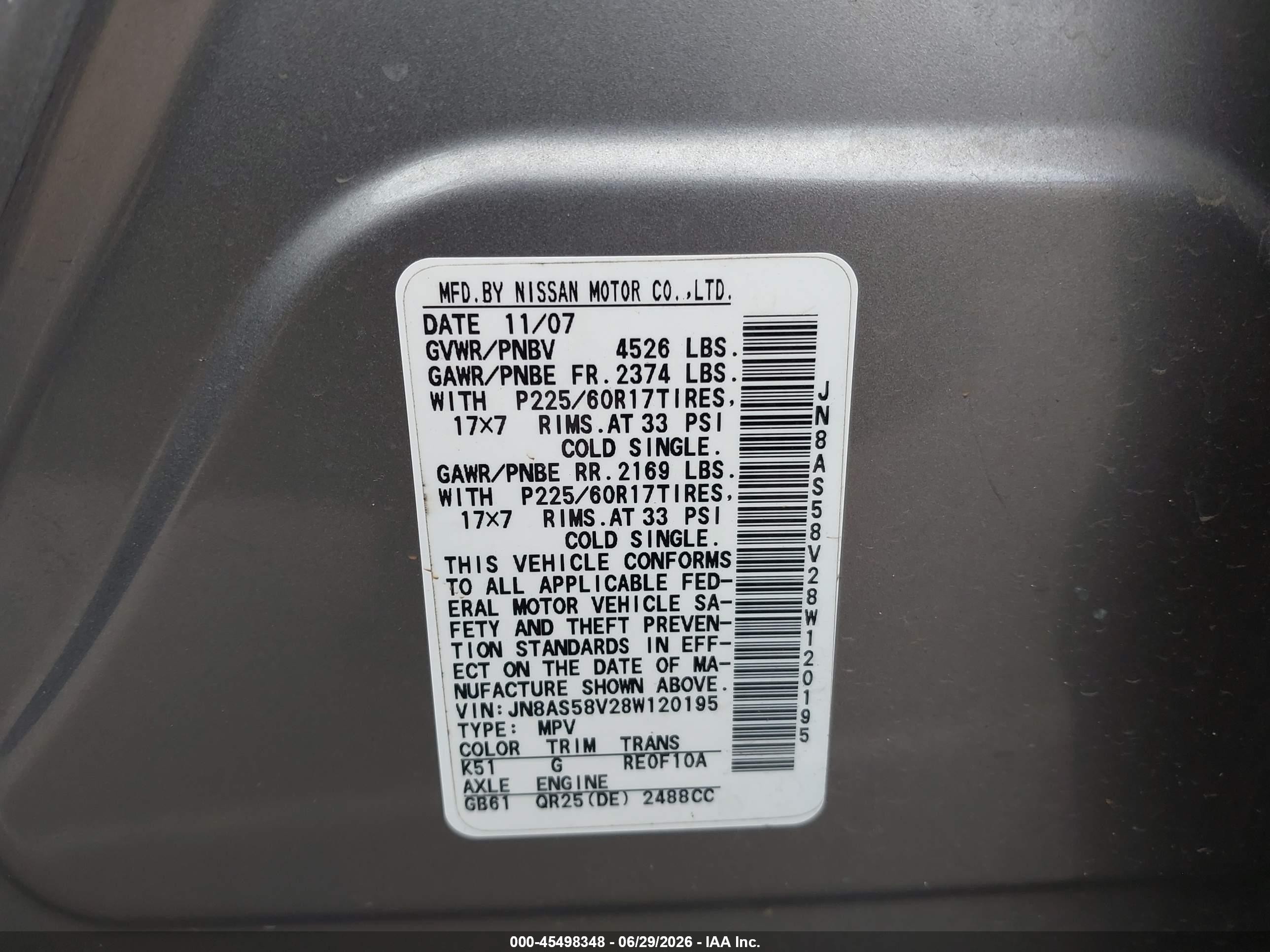 2008 Nissan Rogue Sl Silver vin: JN8AS58V28W120195