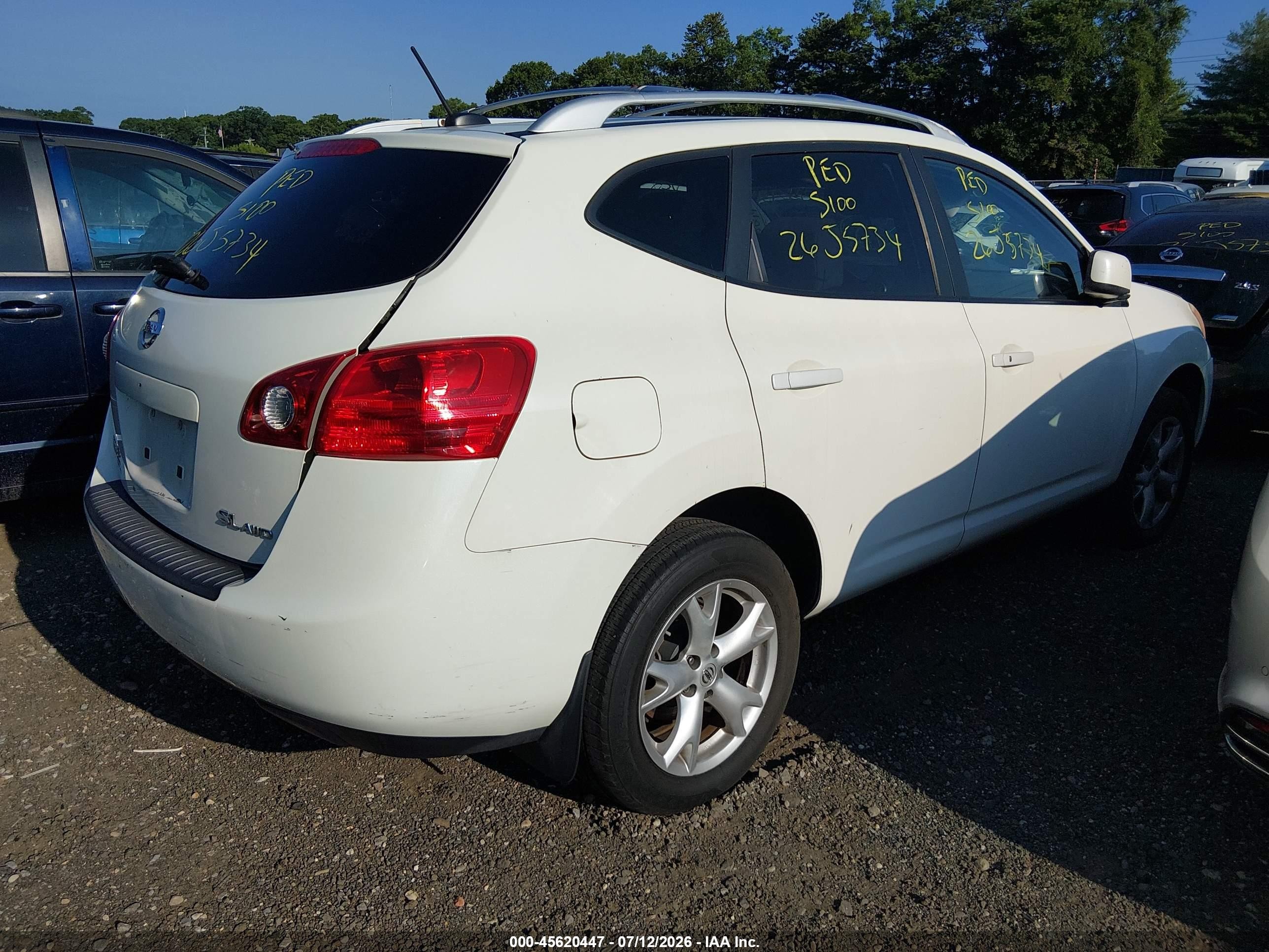 2008 Nissan Rogue Sl White vin: JN8AS58V58W102533