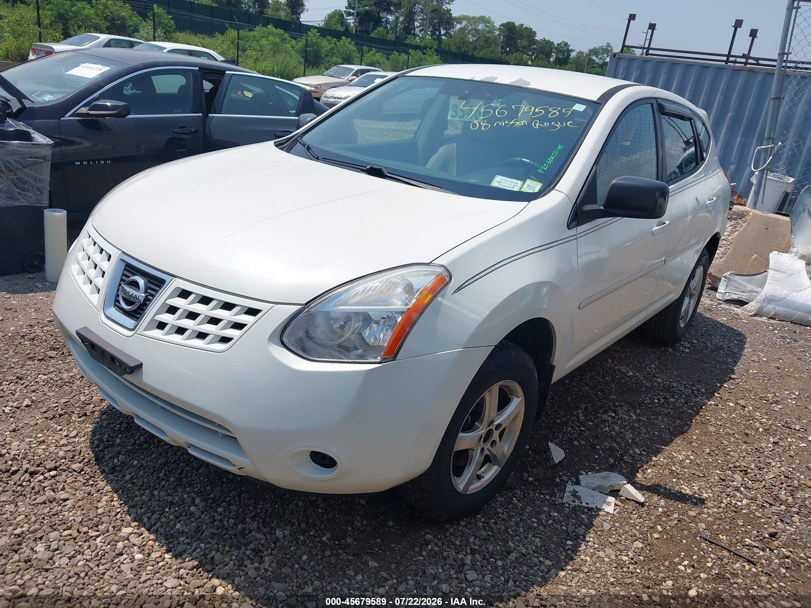 2008 Nissan Rogue S White vin: JN8AS58V68W409662