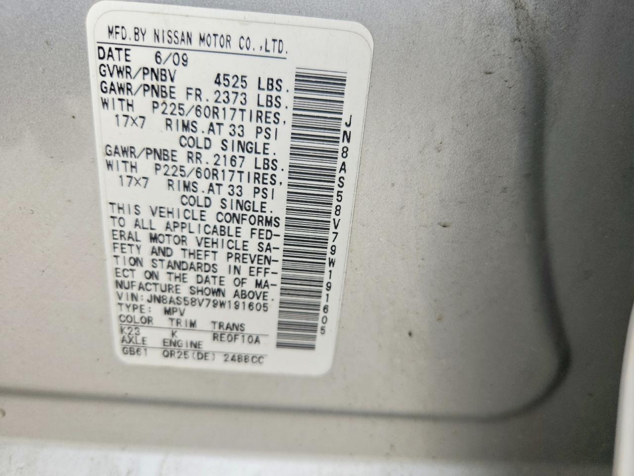 2009 Nissan Rogue S Silver vin: JN8AS58V79W191605