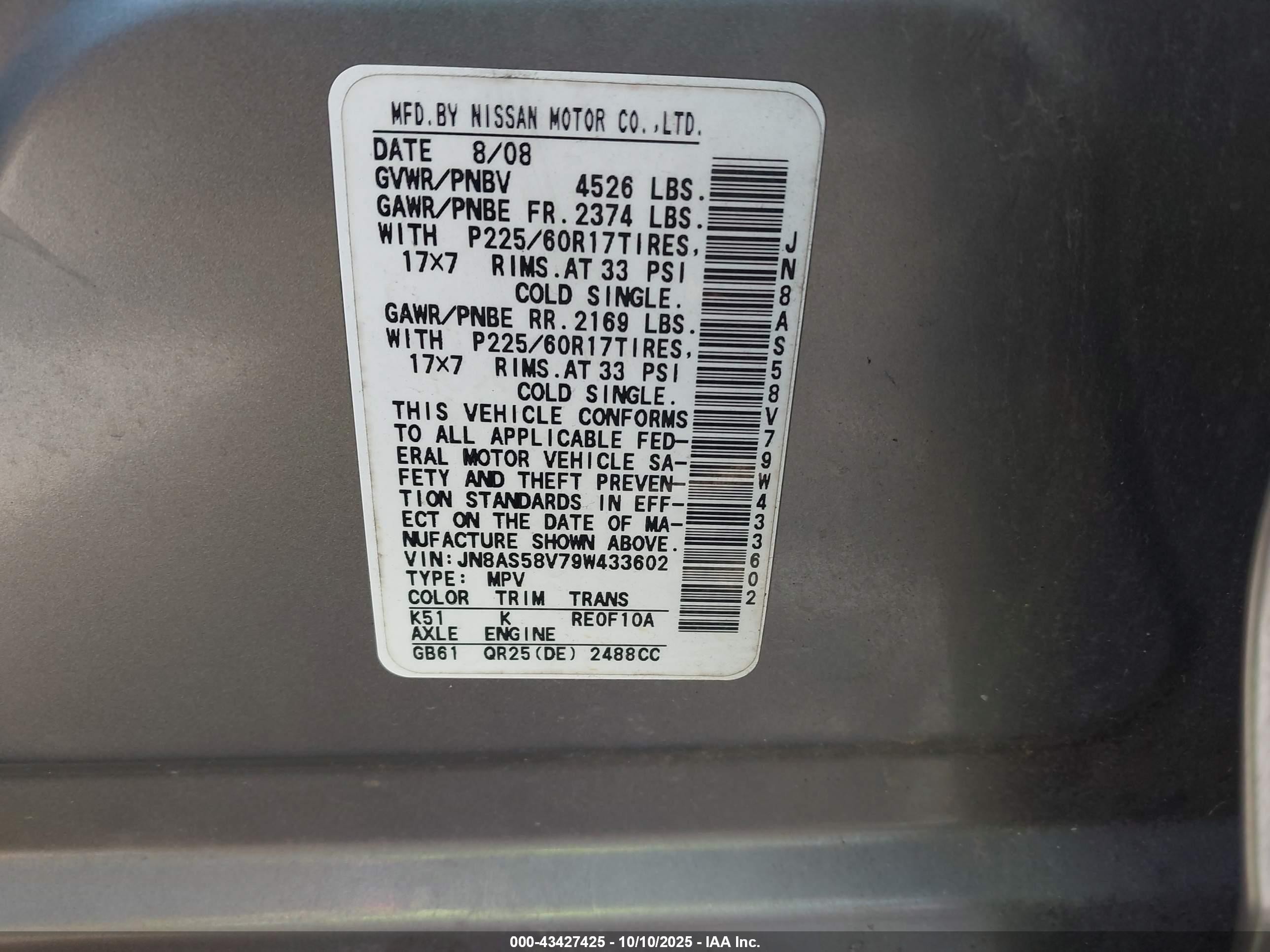 2009 Nissan Rogue Sl Silver vin: JN8AS58V79W433602