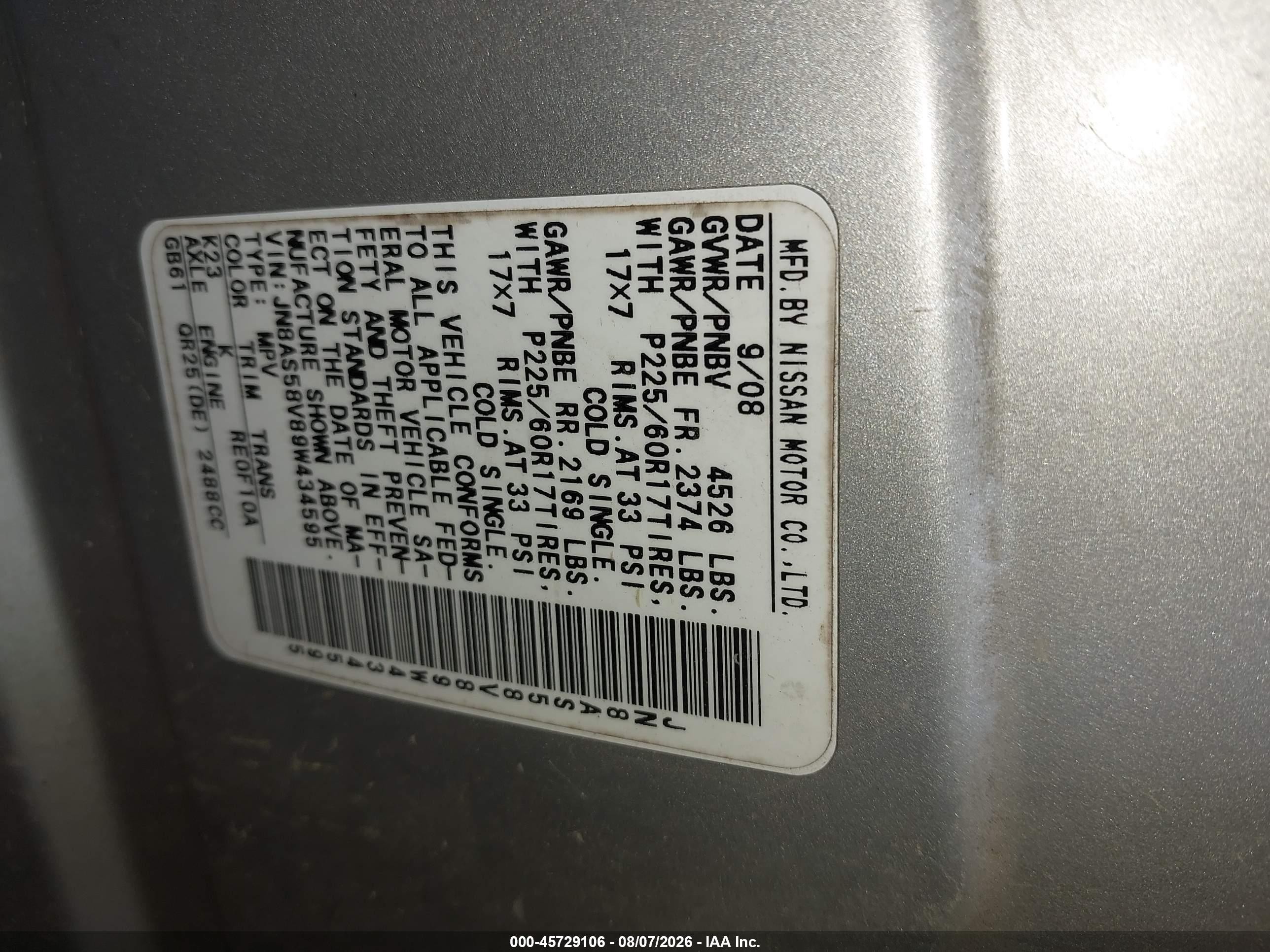 2009 Nissan Rogue Sl Silver vin: JN8AS58V89W434595