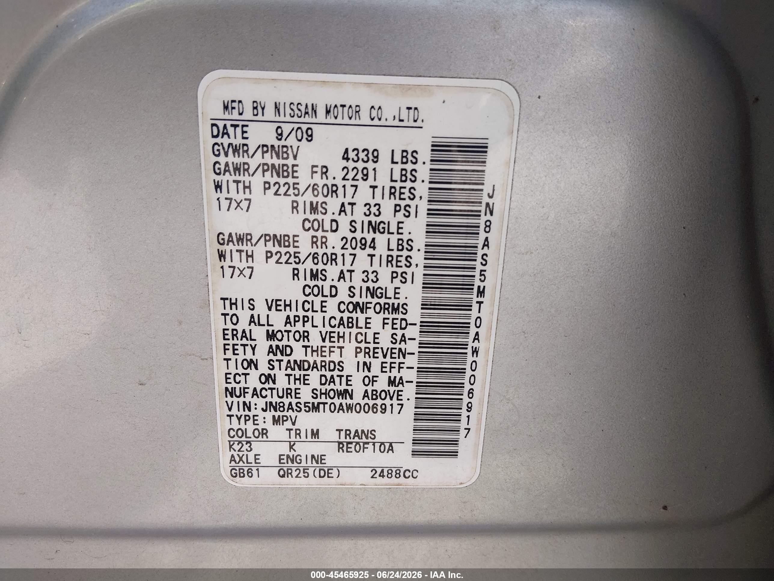 2010 Nissan Rogue Sl Silver vin: JN8AS5MT0AW006917