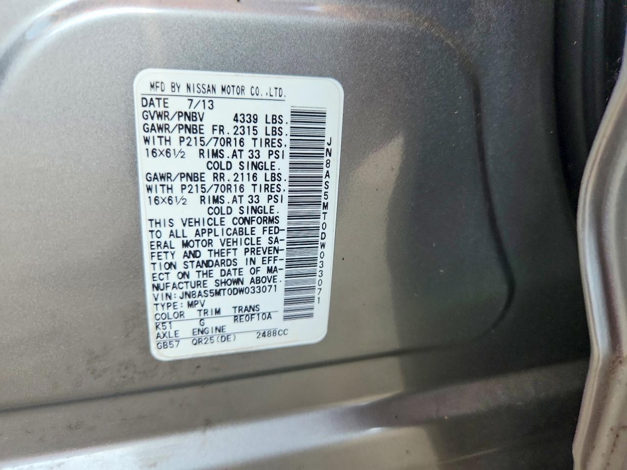 2013 Nissan Rogue S Gray vin: JN8AS5MT0DW033071
