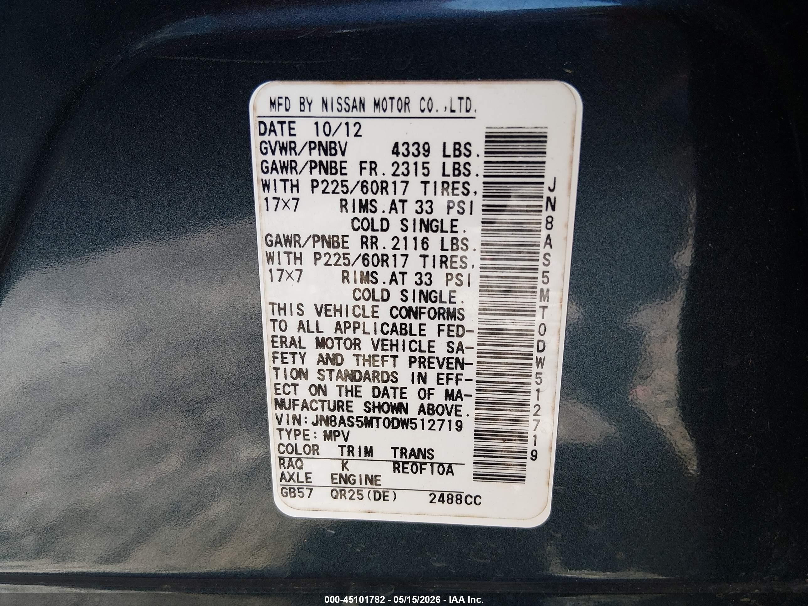 2013 Nissan Rogue Sv Gray vin: JN8AS5MT0DW512719