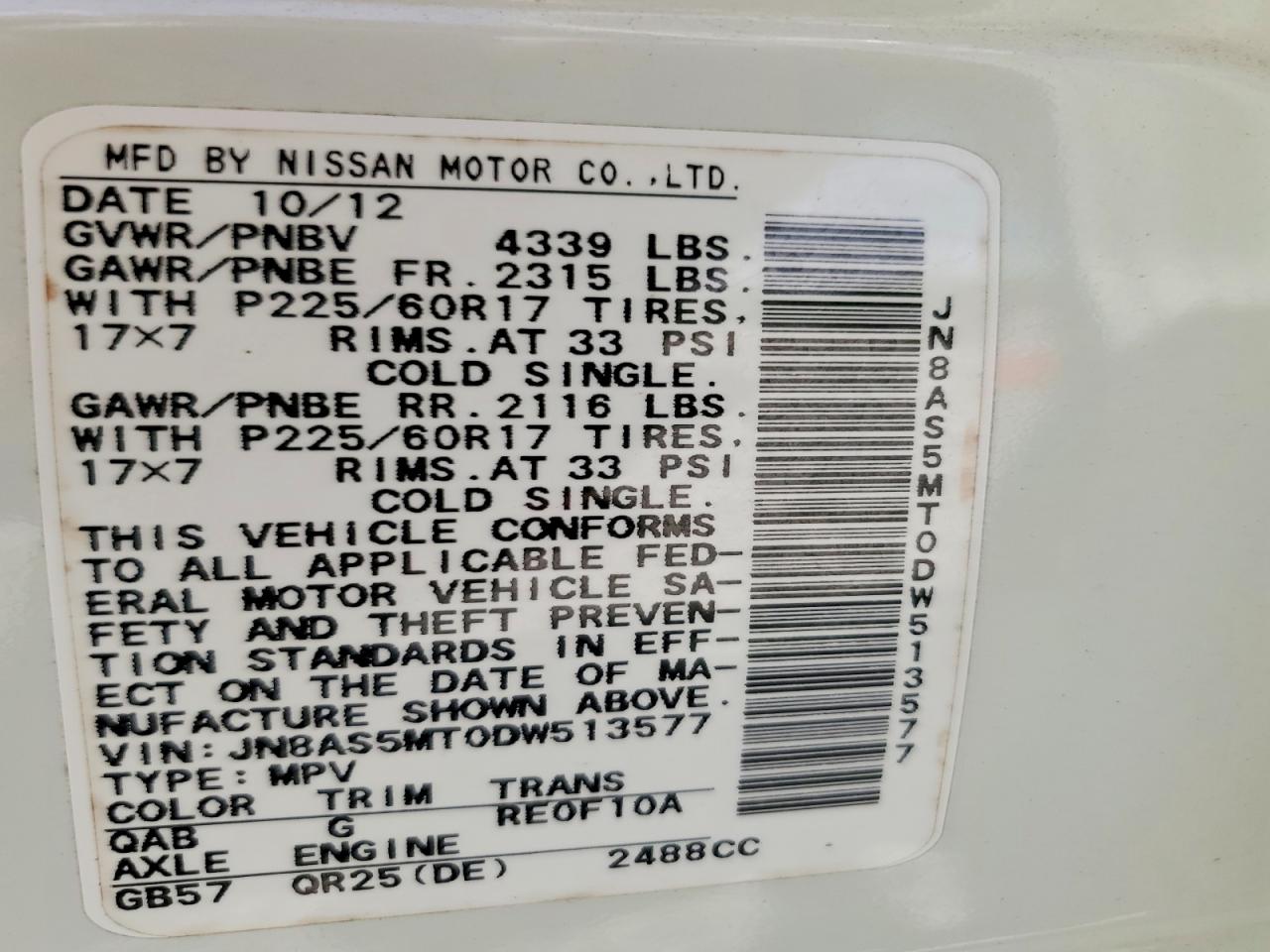 2013 Nissan Rogue S White vin: JN8AS5MT0DW513577