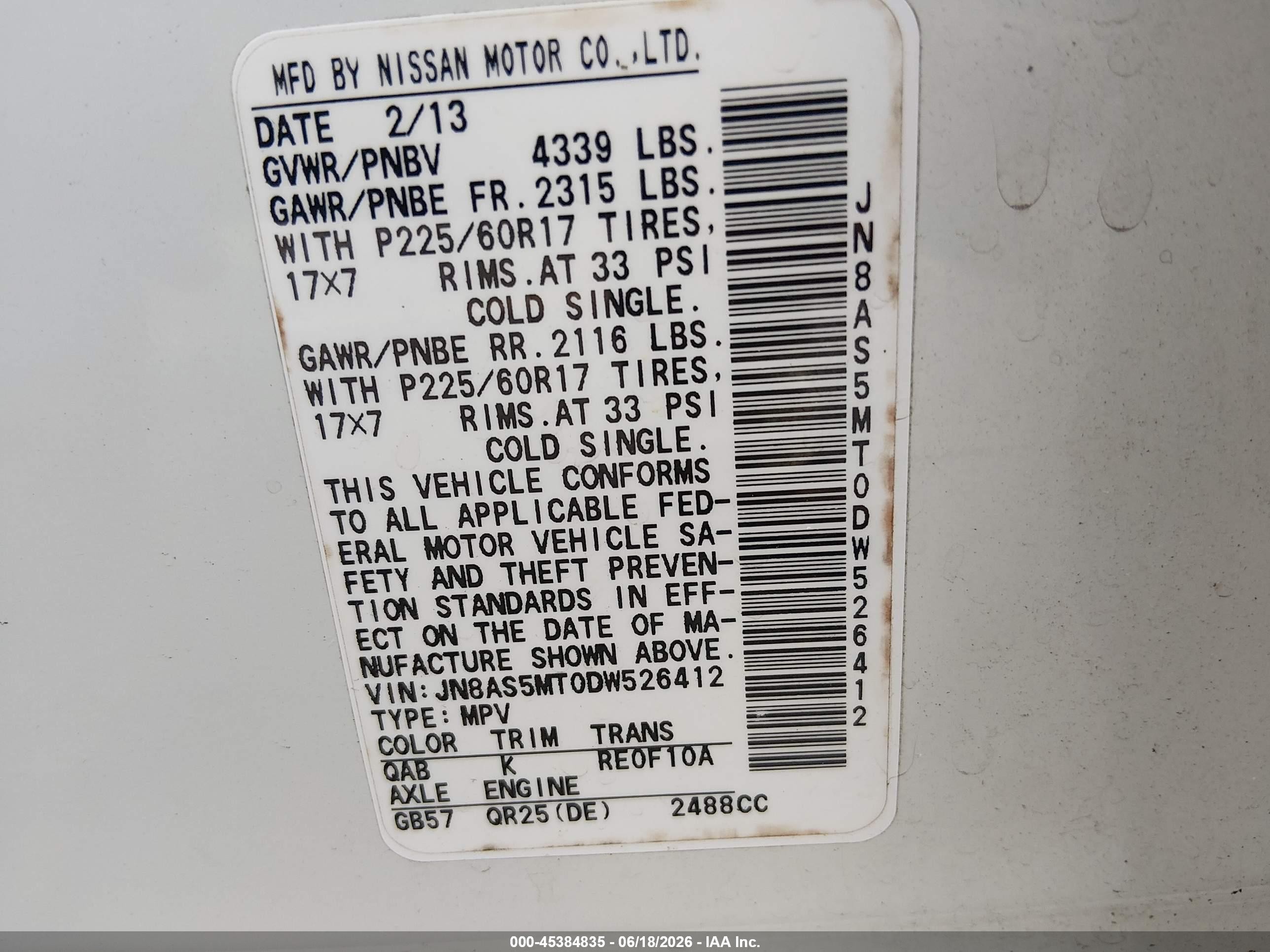 2013 Nissan Rogue Sv White vin: JN8AS5MT0DW526412