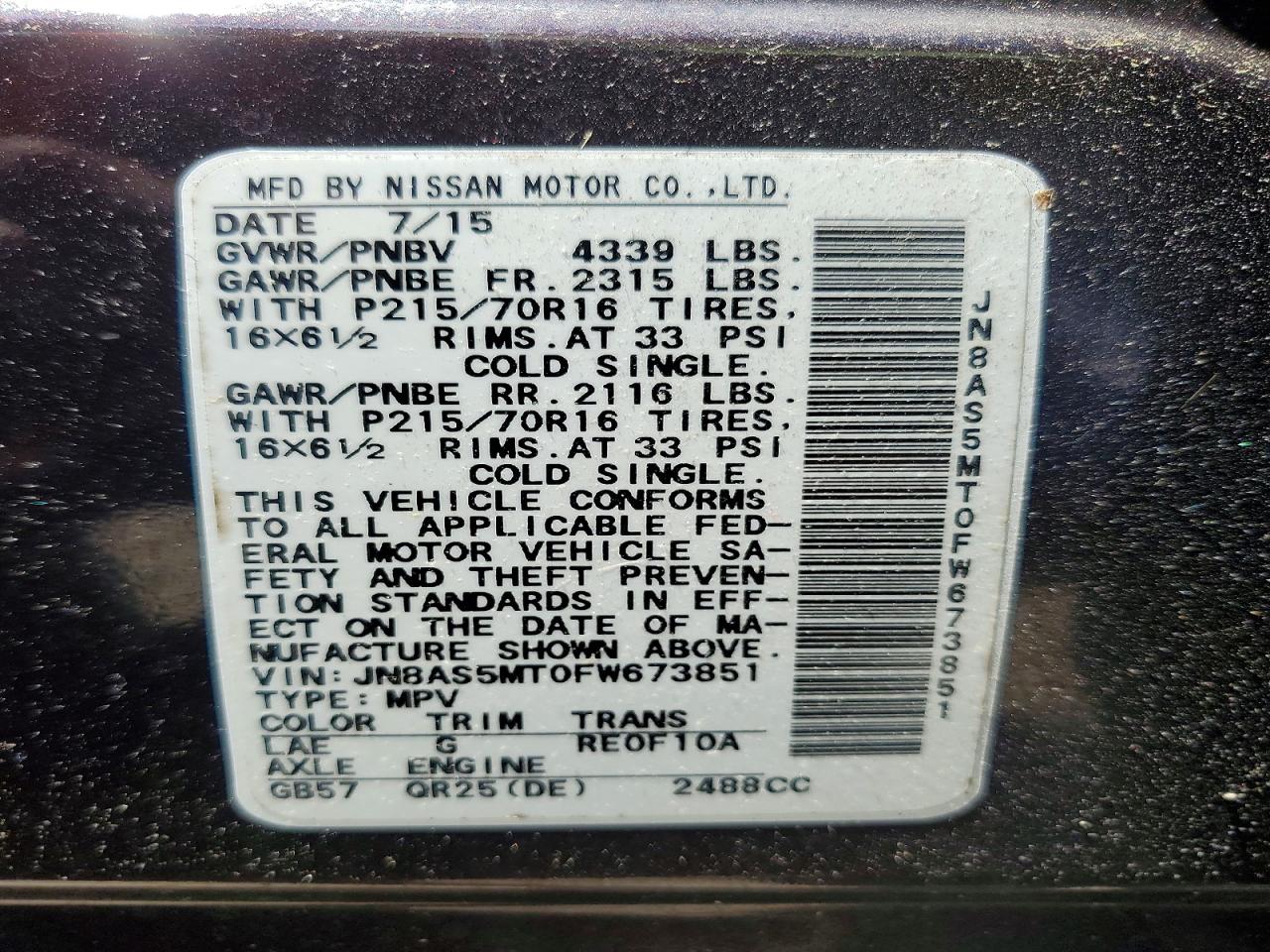 2015 Nissan Rogue Select S Purple vin: JN8AS5MT0FW673851