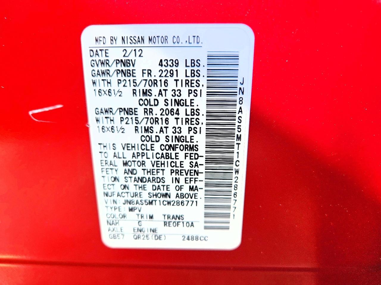 2012 Nissan Rogue S Red vin: JN8AS5MT1CW286771