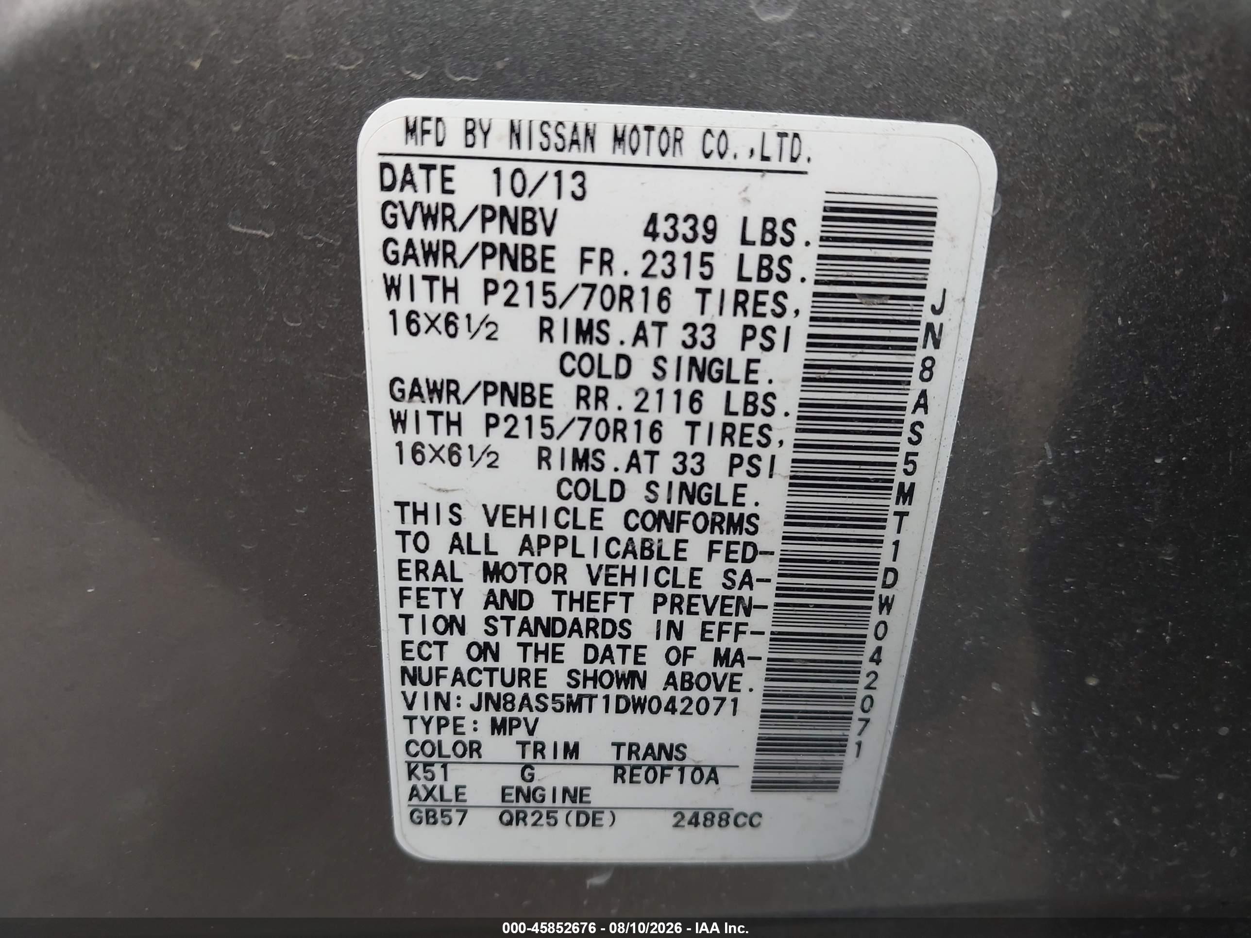 2013 Nissan Rogue S Gray vin: JN8AS5MT1DW042071