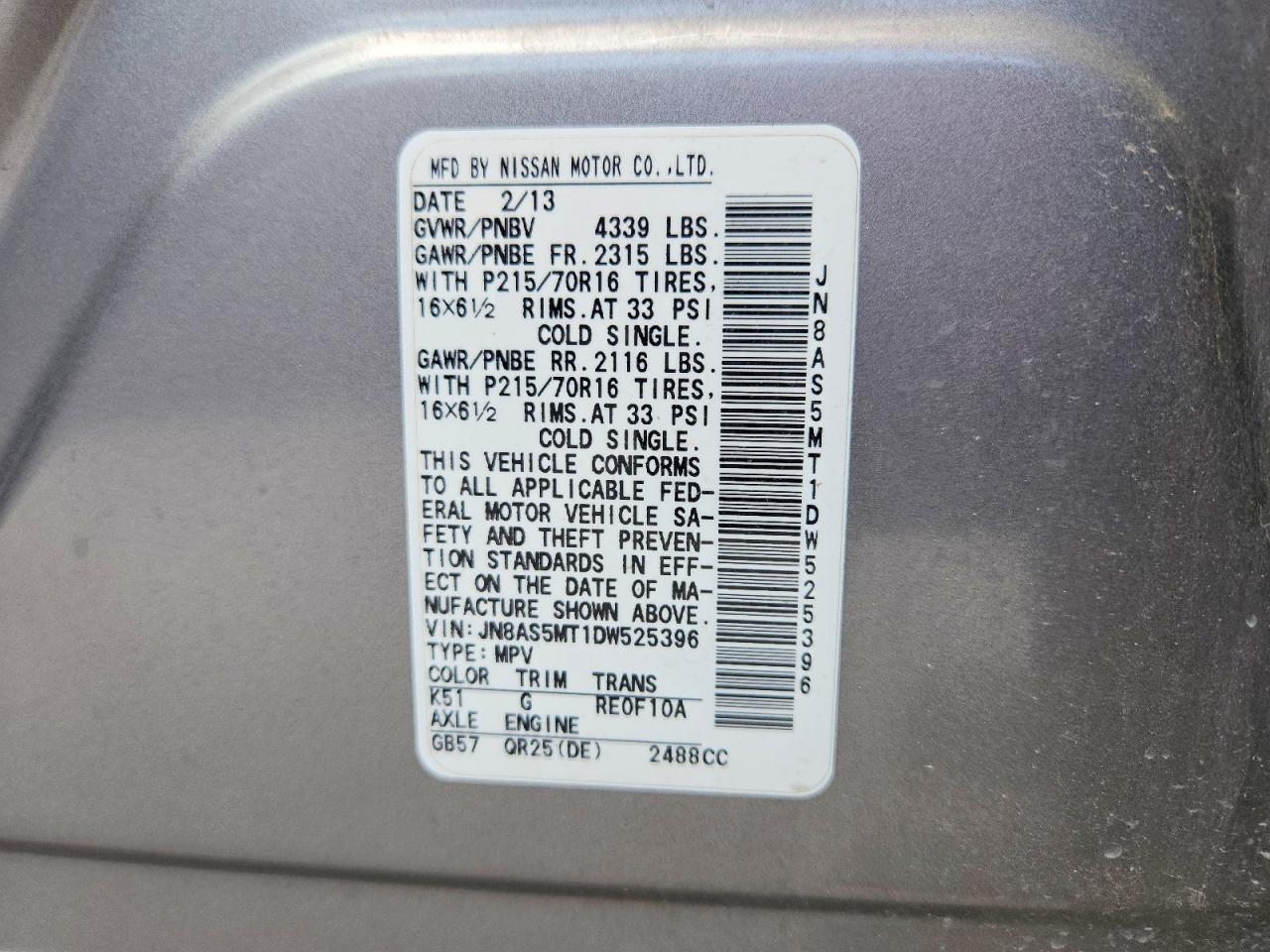 2013 Nissan Rogue S Gray vin: JN8AS5MT1DW525396