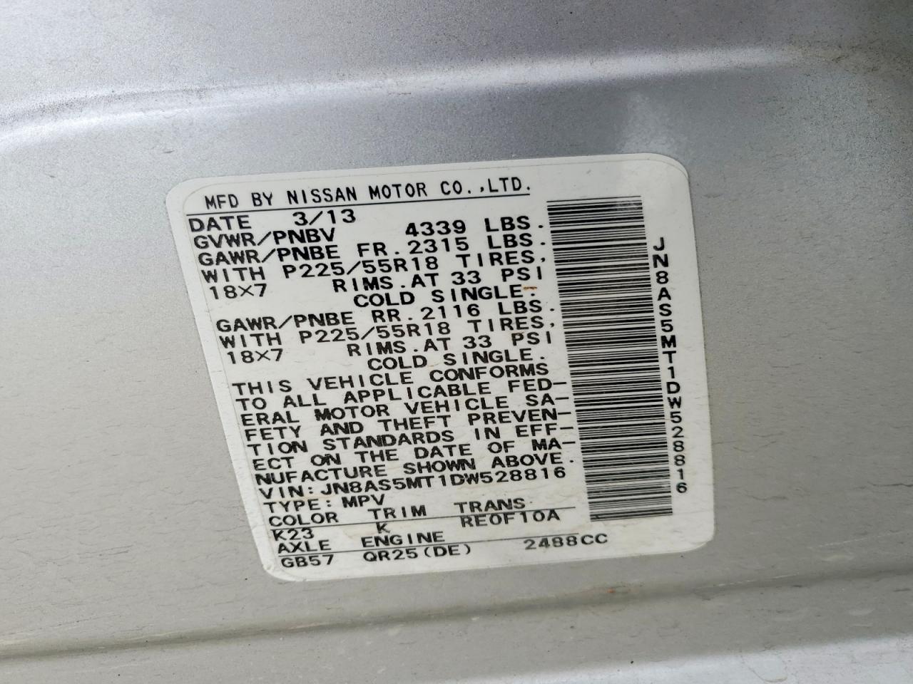 2013 Nissan Rogue S Silver vin: JN8AS5MT1DW528816