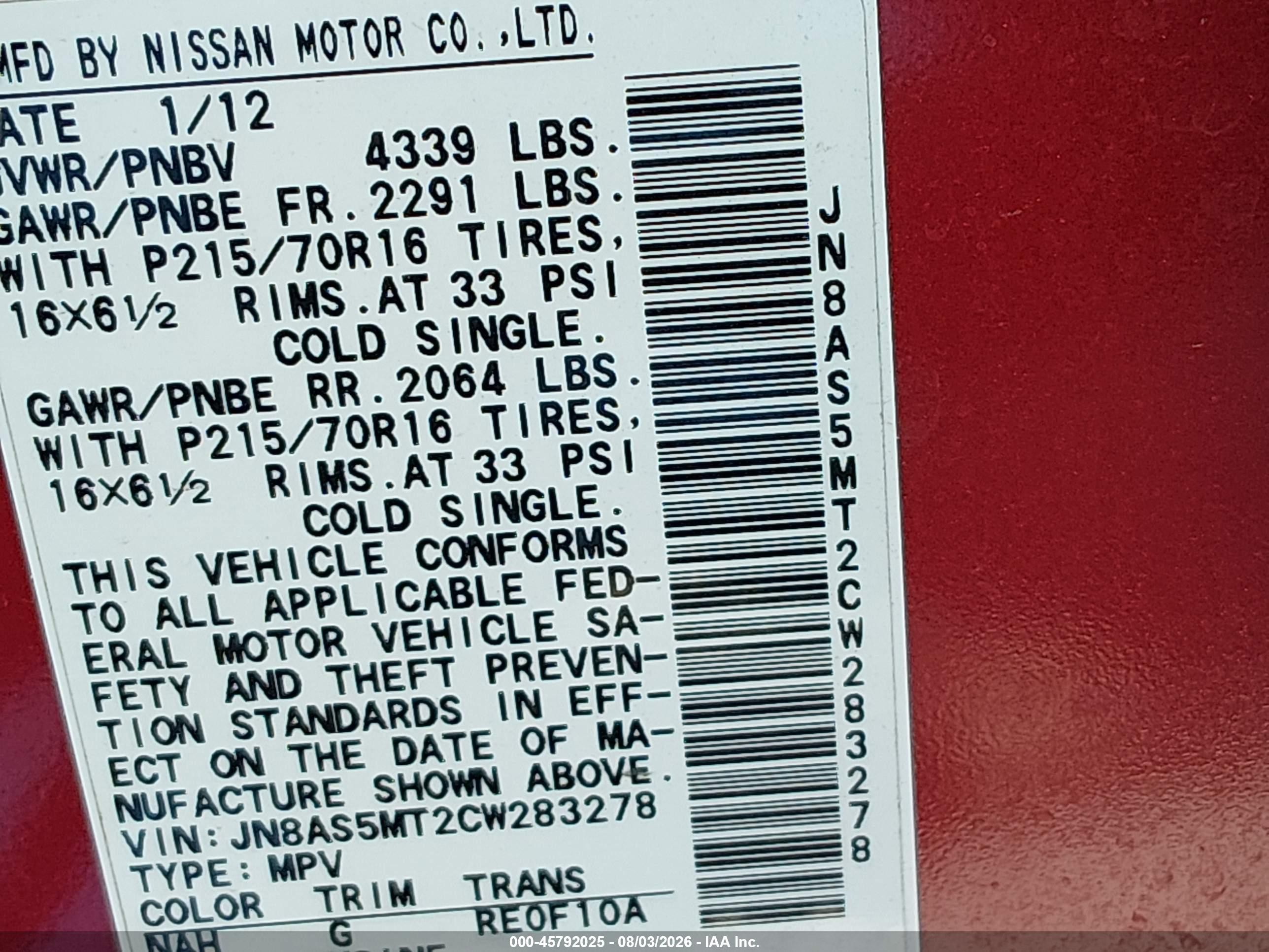 2012 Nissan Rogue S Red vin: JN8AS5MT2CW283278