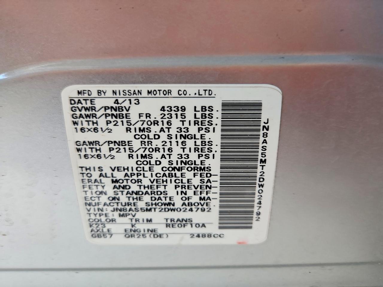 2013 Nissan Rogue S Silver vin: JN8AS5MT2DW024792