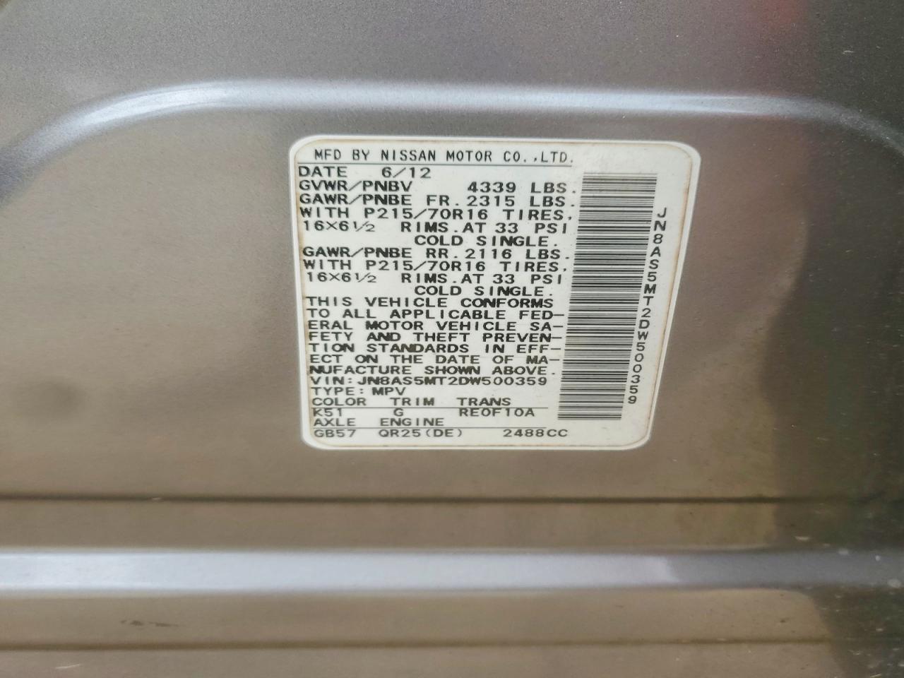 2013 Nissan Rogue S Gray vin: JN8AS5MT2DW500359