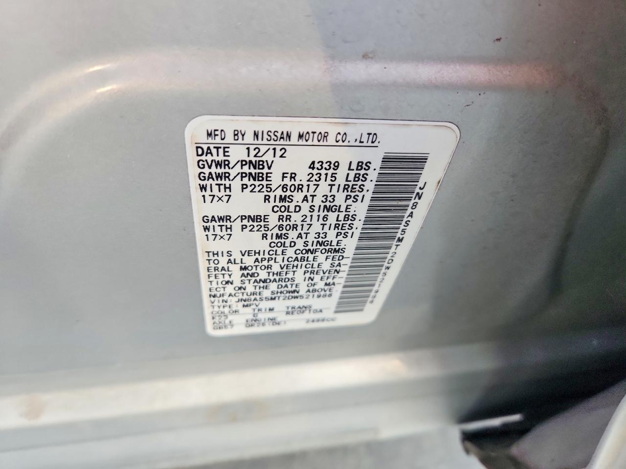 2013 Nissan Rogue S Silver vin: JN8AS5MT2DW521986