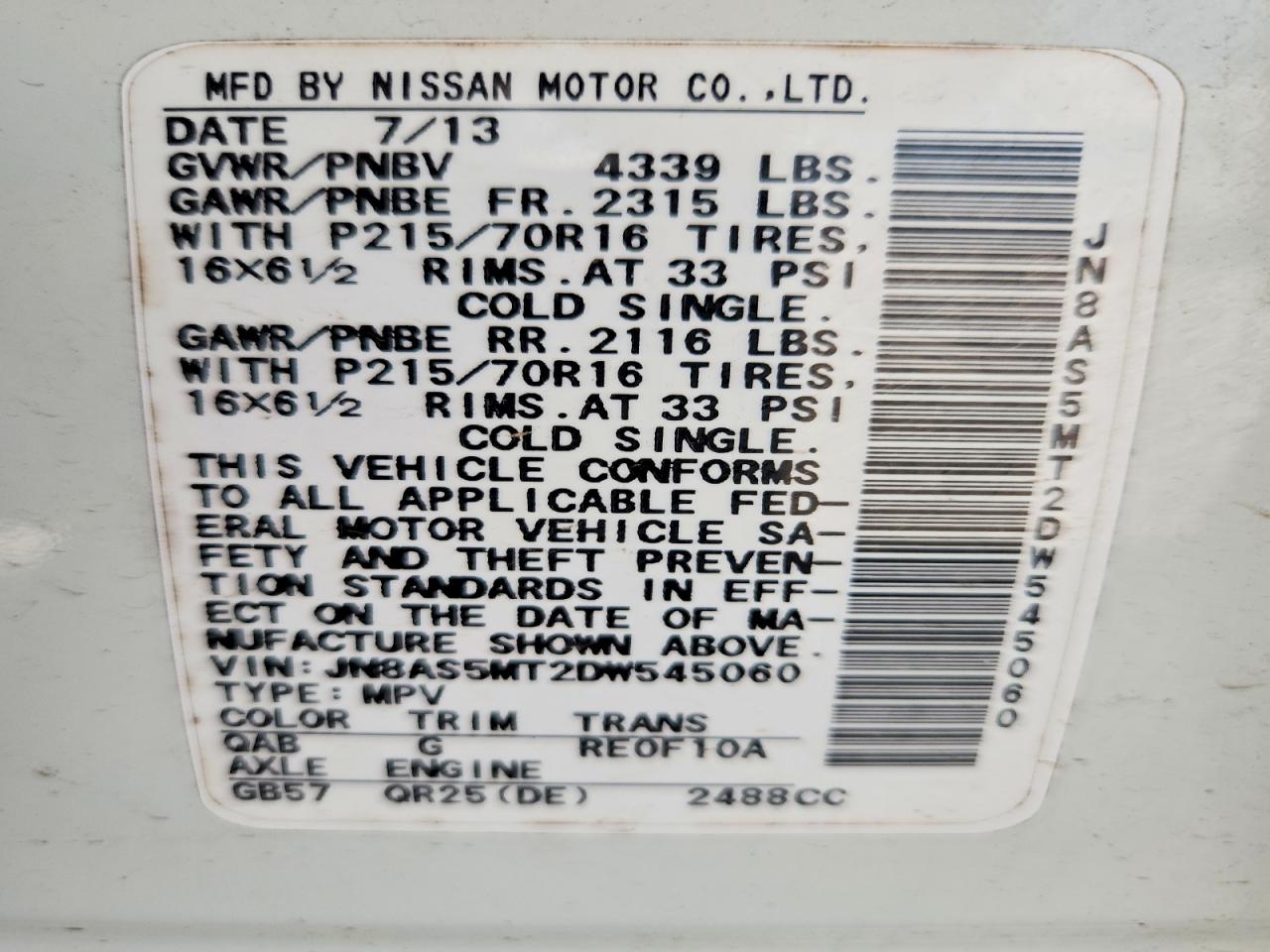 2013 Nissan Rogue S White vin: JN8AS5MT2DW545060