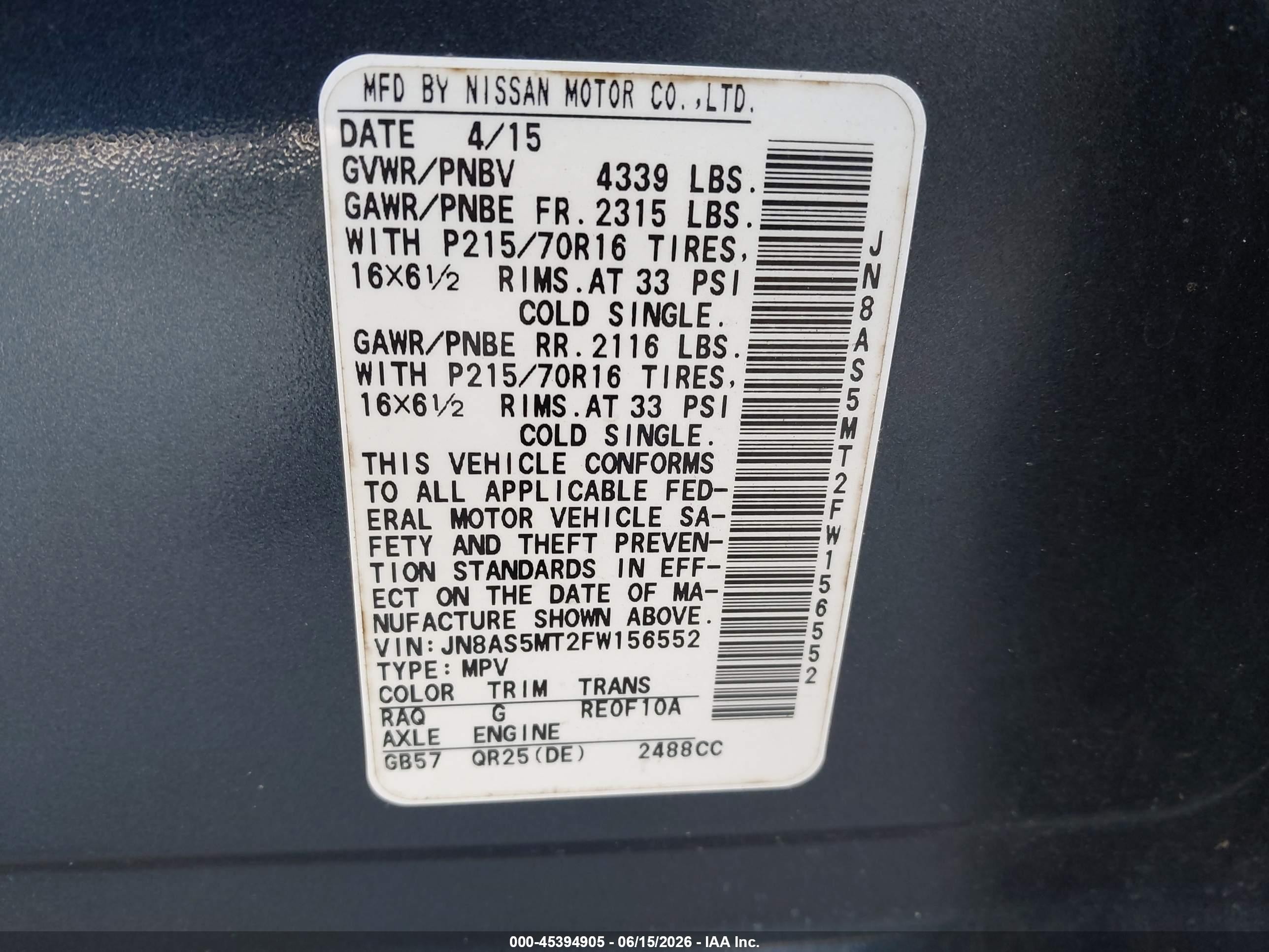 2015 Nissan Rogue Select S Gray vin: JN8AS5MT2FW156552