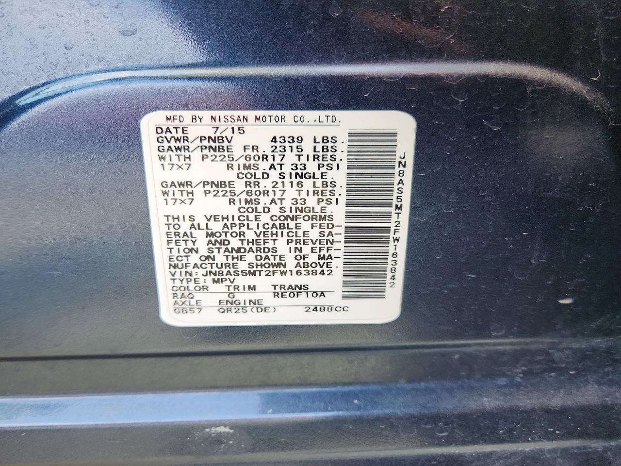 2015 Nissan Rogue Select S Silver vin: JN8AS5MT2FW163842