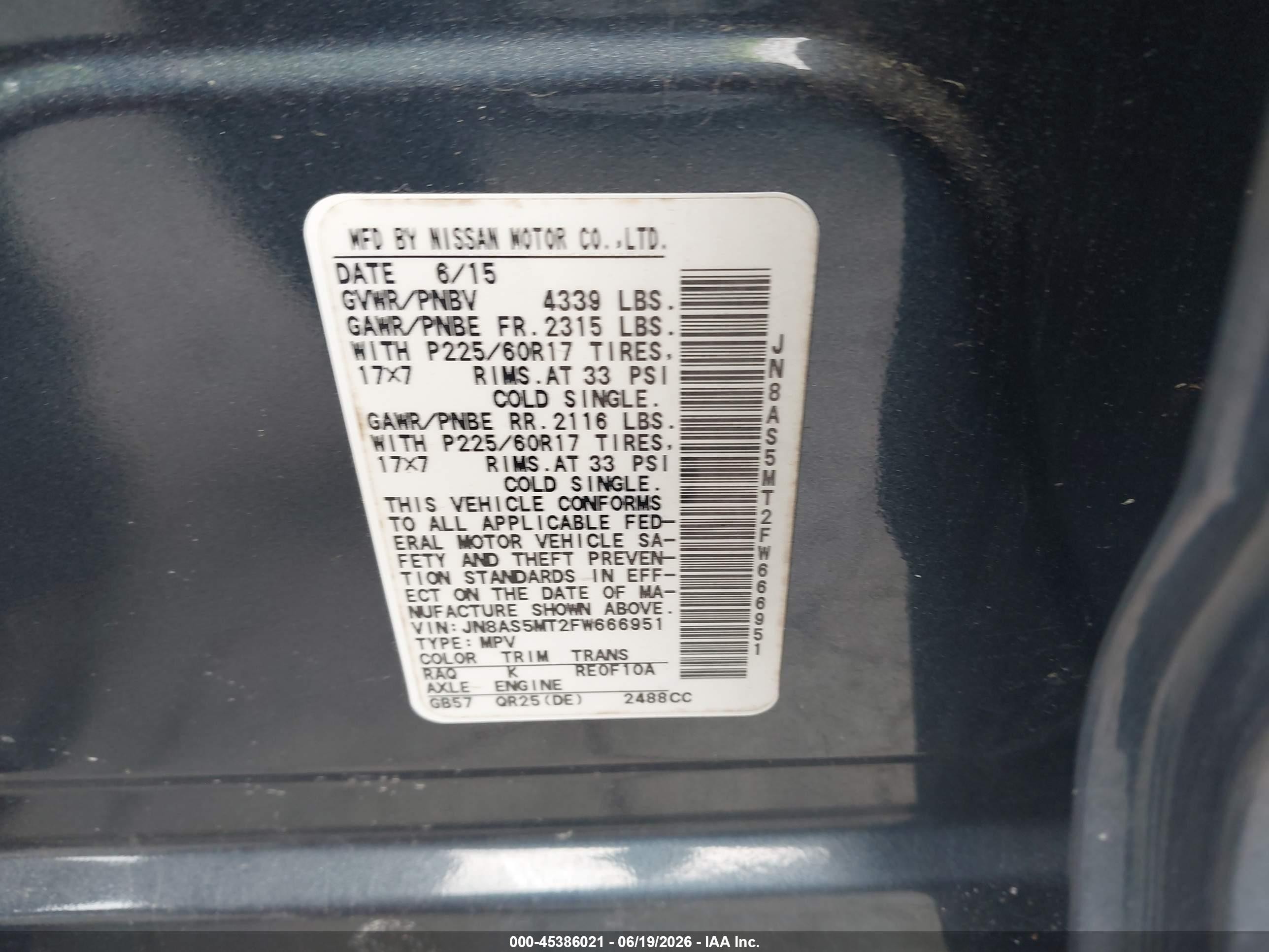 2015 Nissan Rogue Select S Blue vin: JN8AS5MT2FW666951