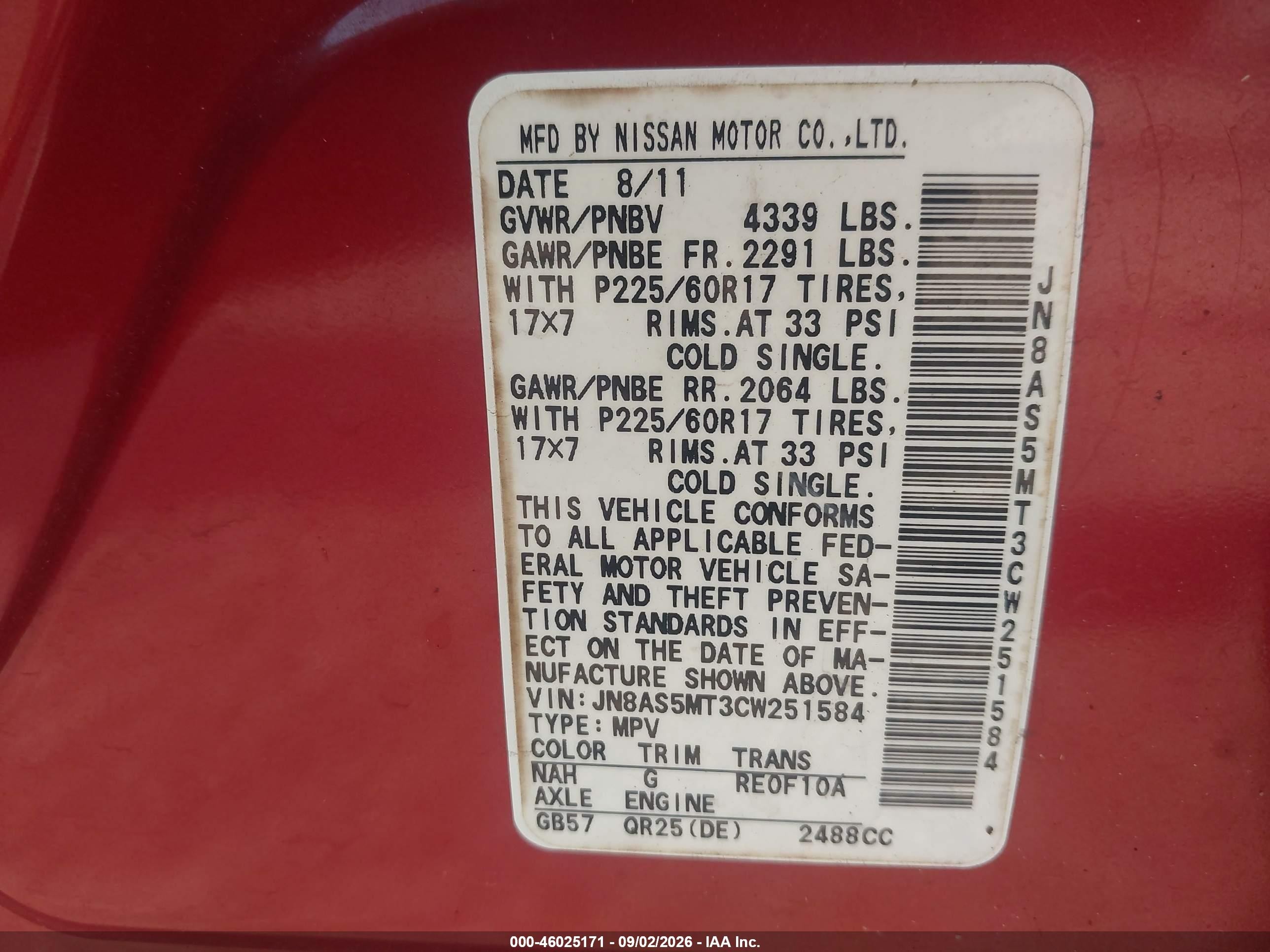 2012 Nissan Rogue Sv Red vin: JN8AS5MT3CW251584