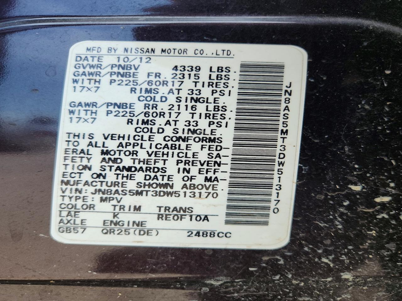2013 Nissan Rogue S Purple vin: JN8AS5MT3DW513170