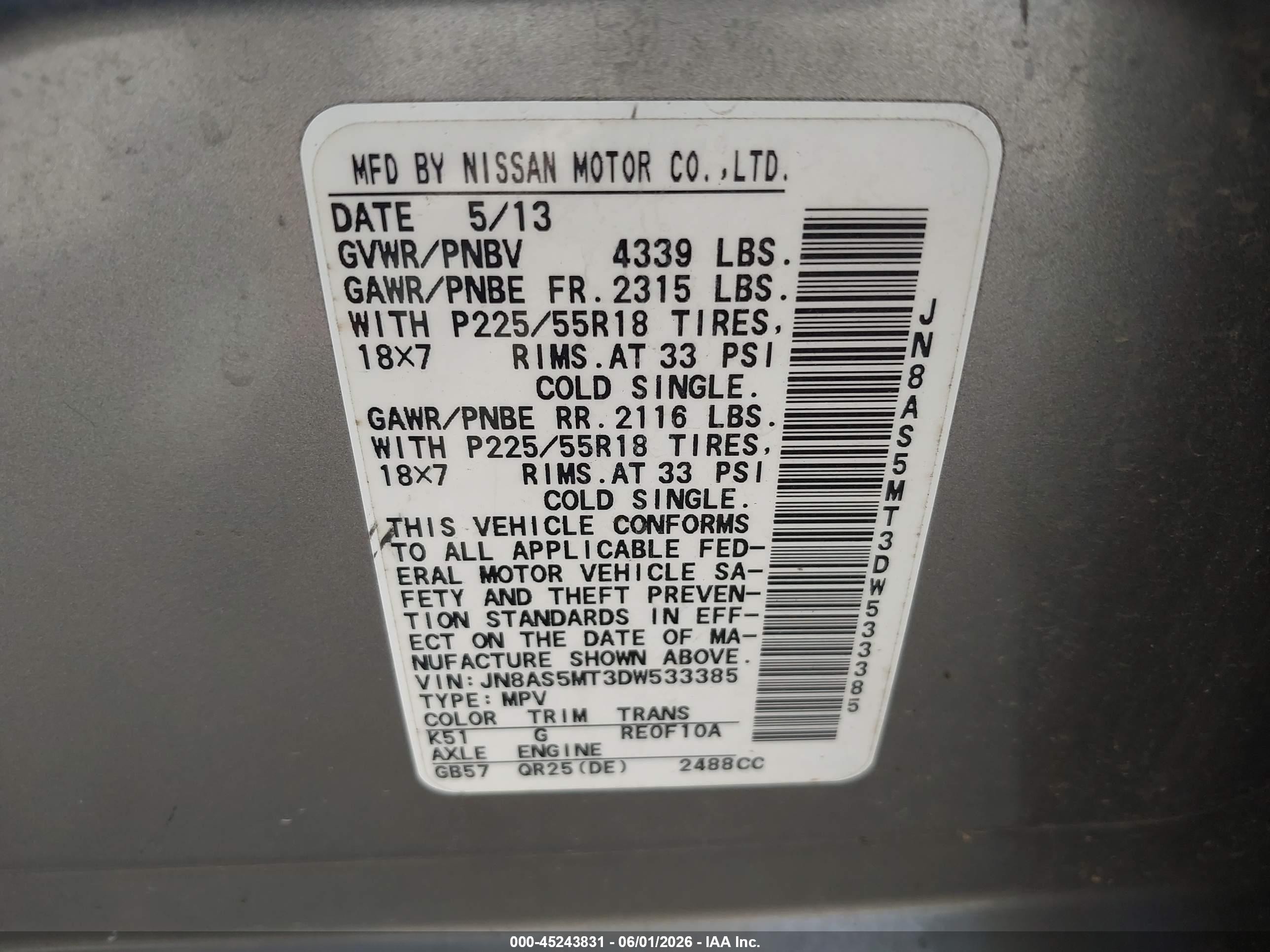 2013 Nissan Rogue Sv W/sl Pkg Silver vin: JN8AS5MT3DW533385