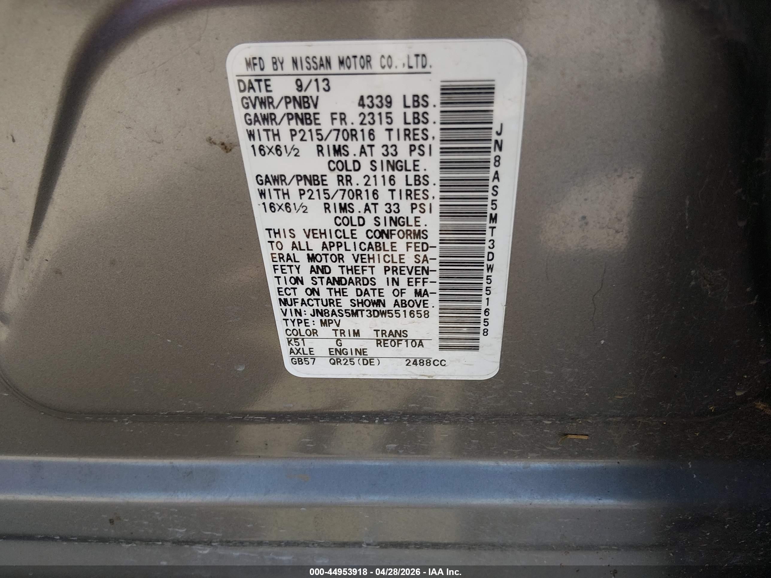 2013 Nissan Rogue S Gray vin: JN8AS5MT3DW551658