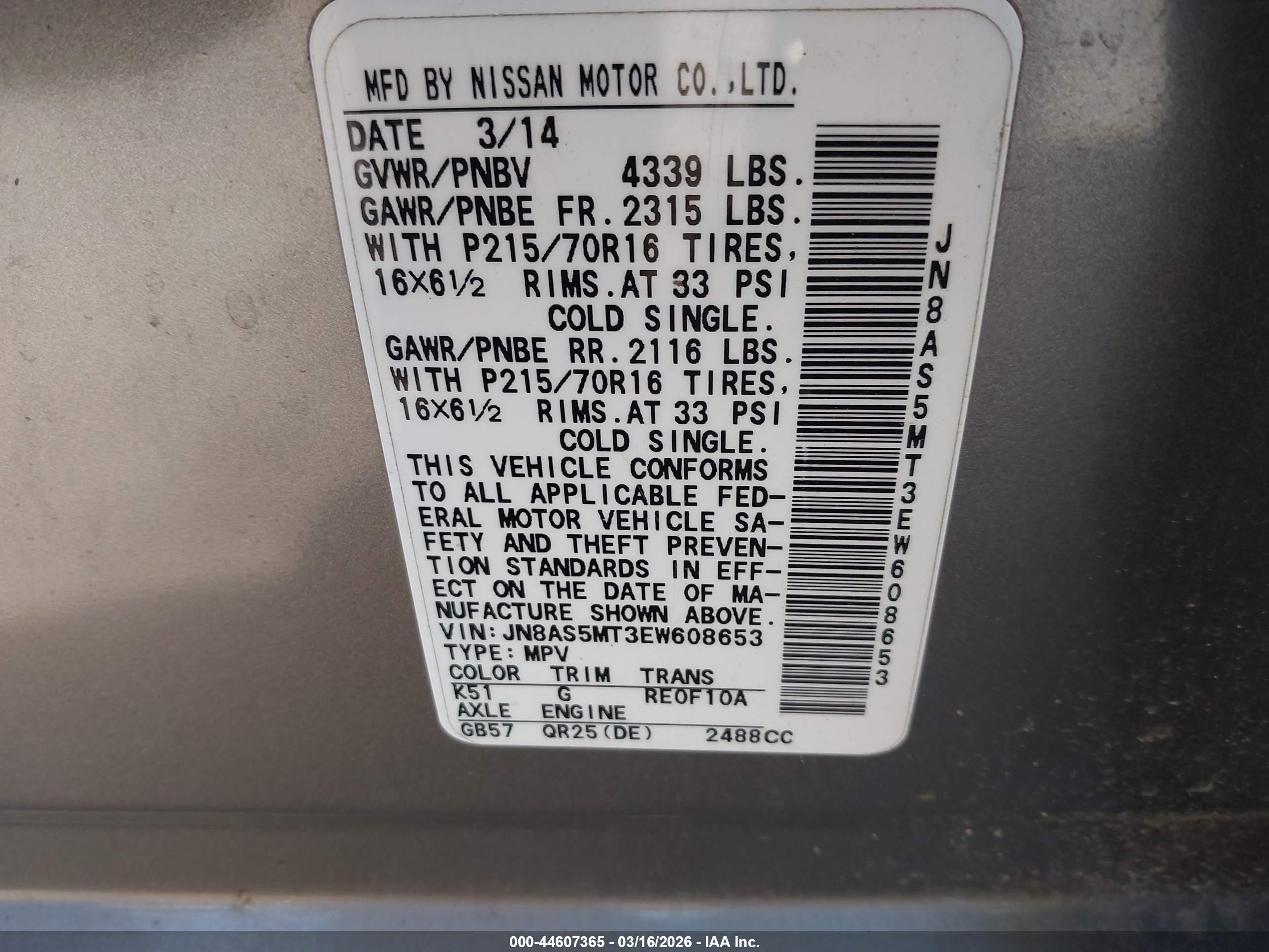 2014 Nissan Rogue Select S Silver vin: JN8AS5MT3EW608653