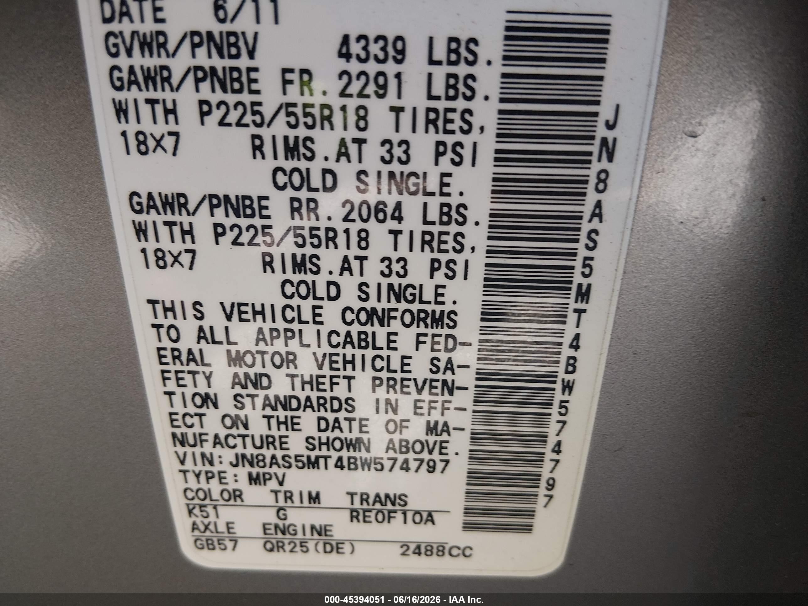 2011 Nissan Rogue Sv Gray vin: JN8AS5MT4BW574797