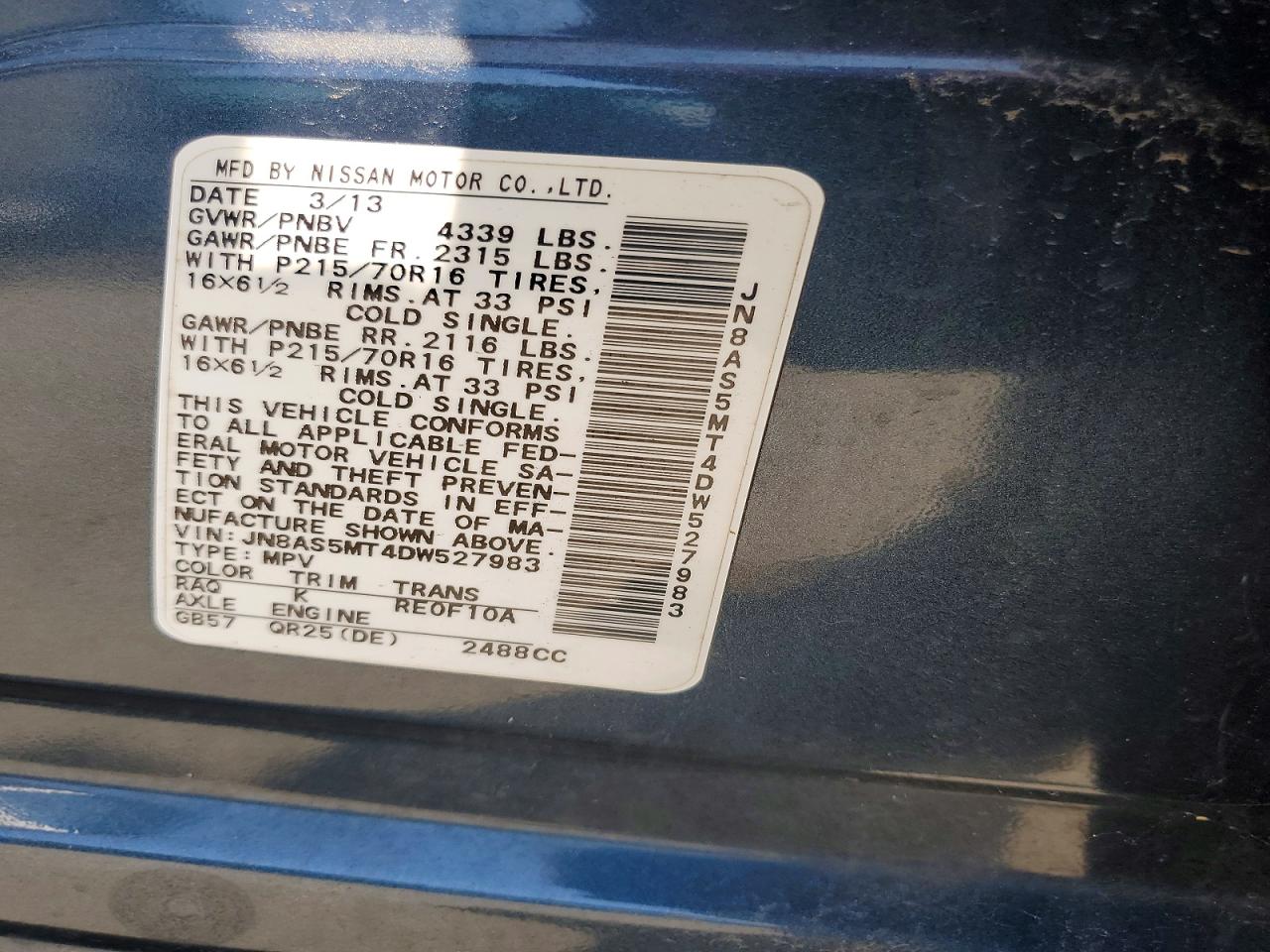 2013 Nissan Rogue S Teal vin: JN8AS5MT4DW527983