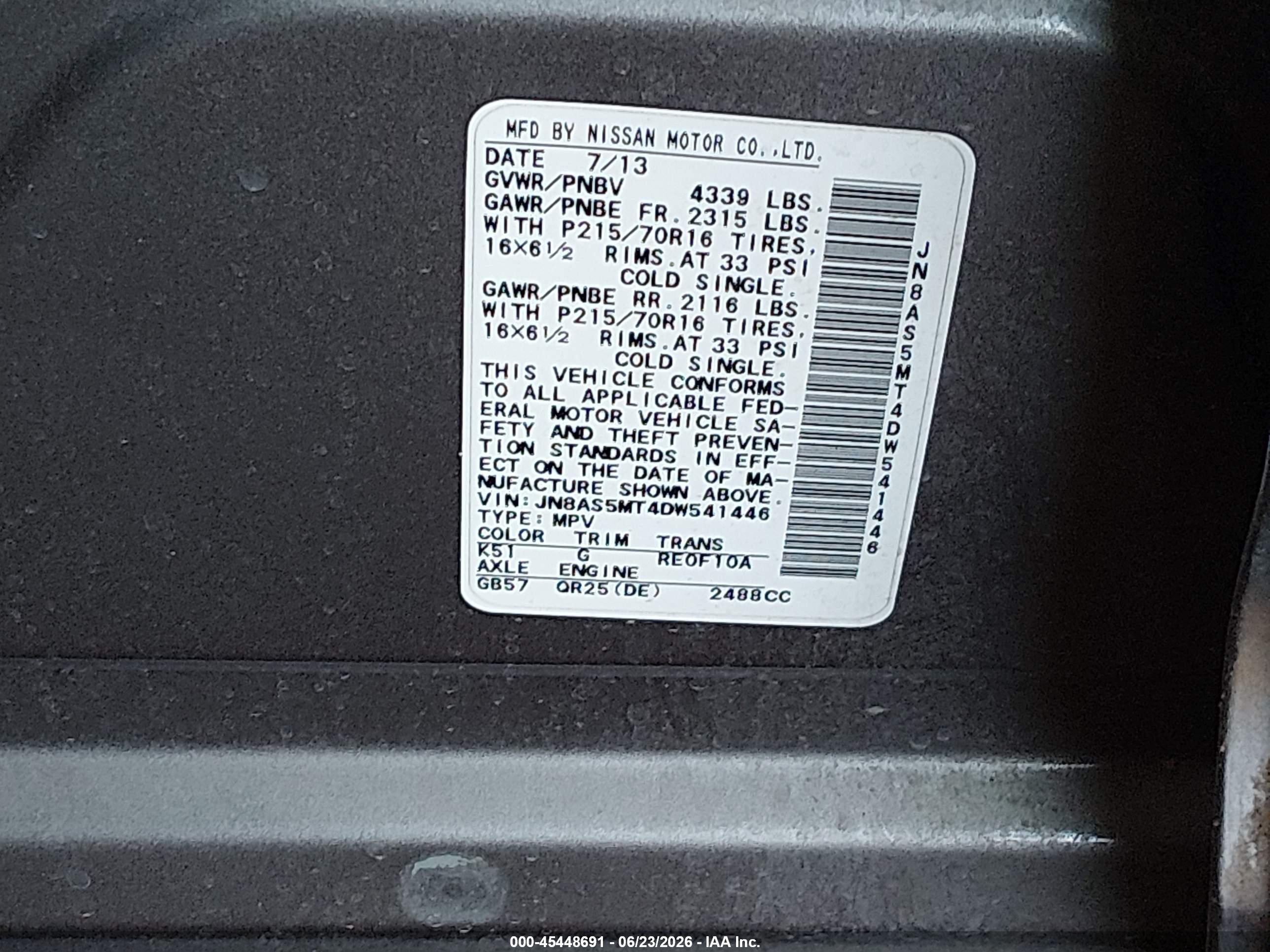 2013 Nissan Rogue S Gray vin: JN8AS5MT4DW541446