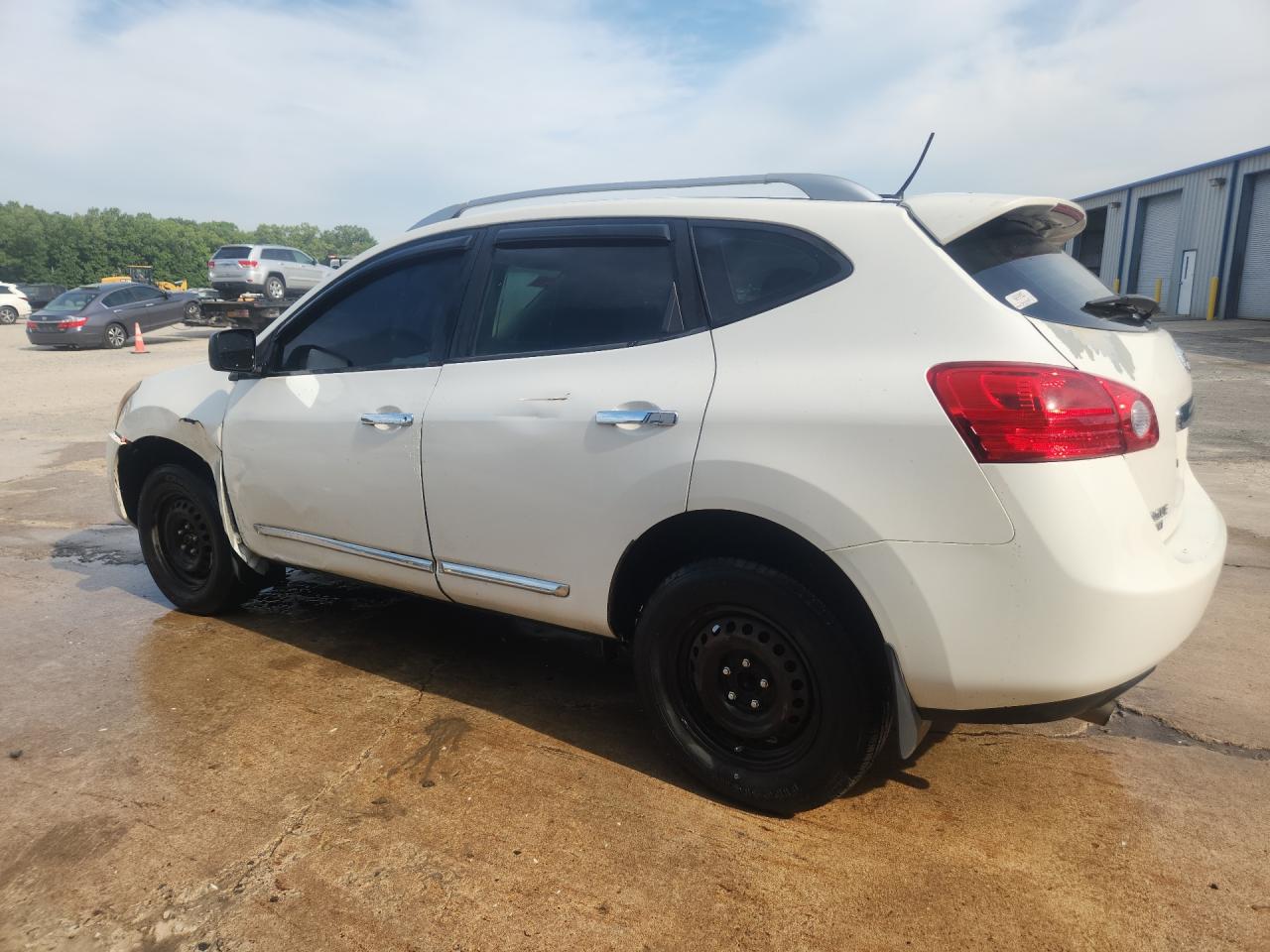 2015 Nissan Rogue Select S White vin: JN8AS5MT4FW162501 Damage: Left Rear Door, Dent(S) W/ Paint Dmg, > 12 Inches