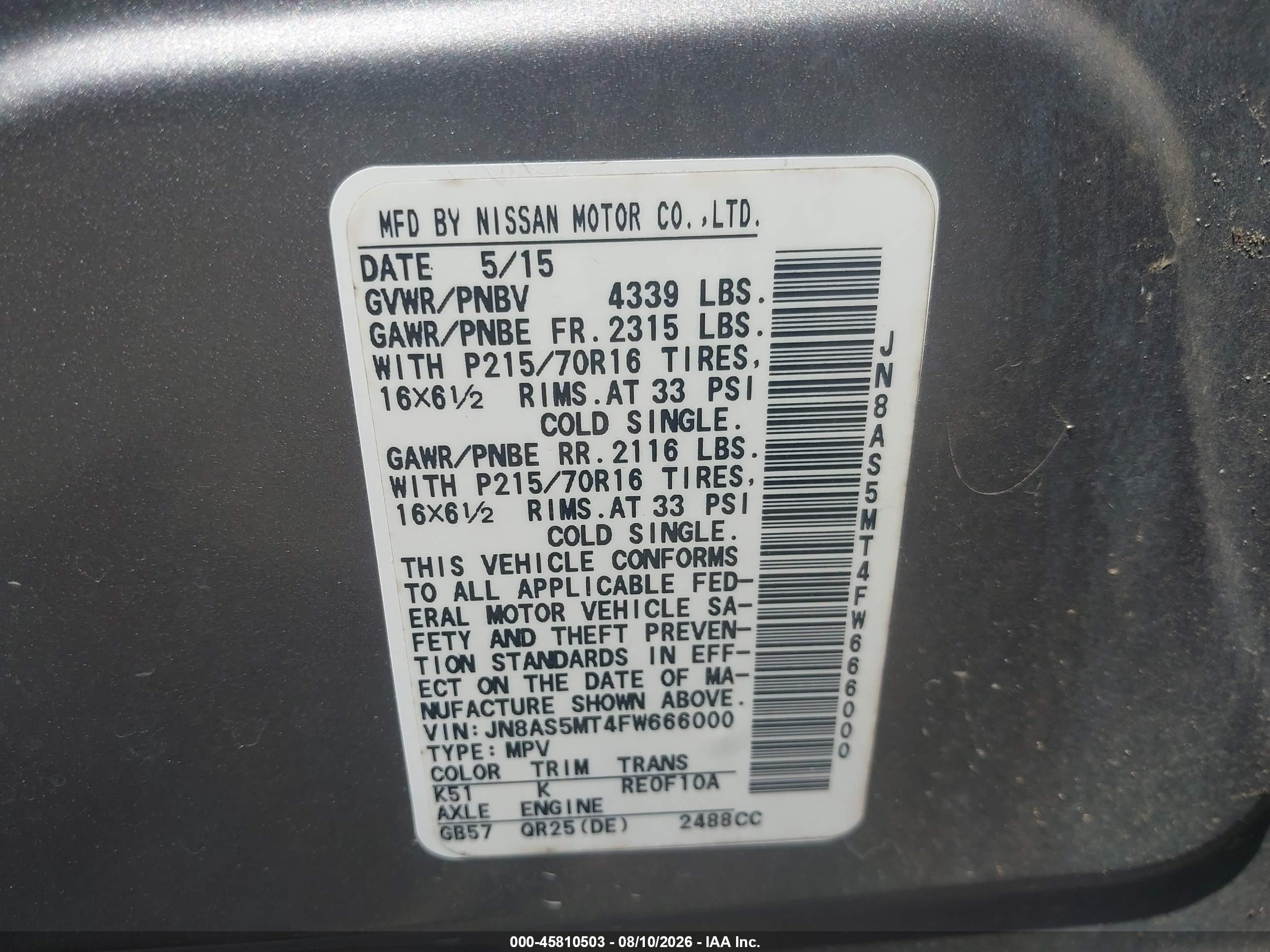 2015 Nissan Rogue Select S Silver vin: JN8AS5MT4FW666000
