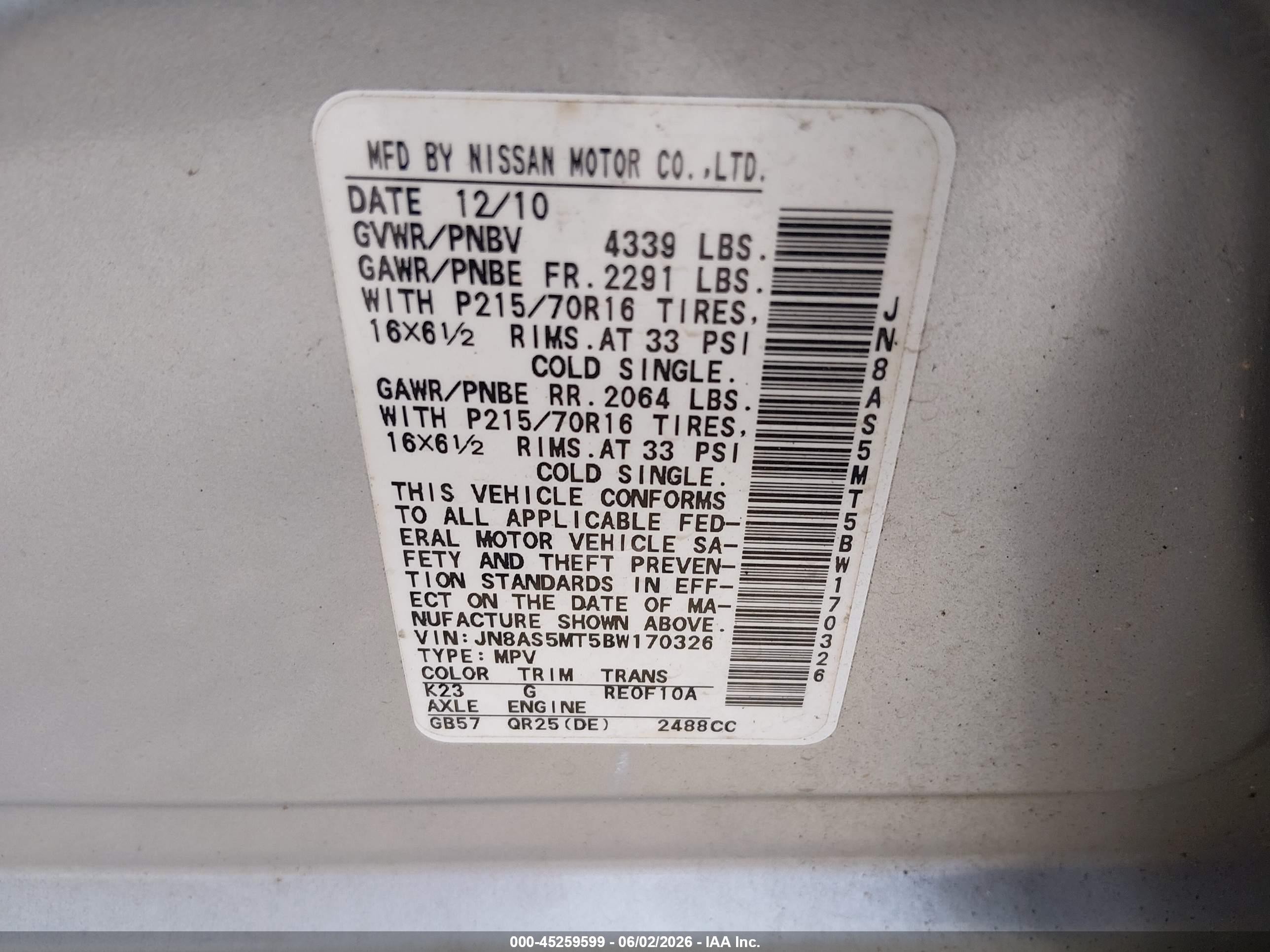 2011 Nissan Rogue S Silver vin: JN8AS5MT5BW170326