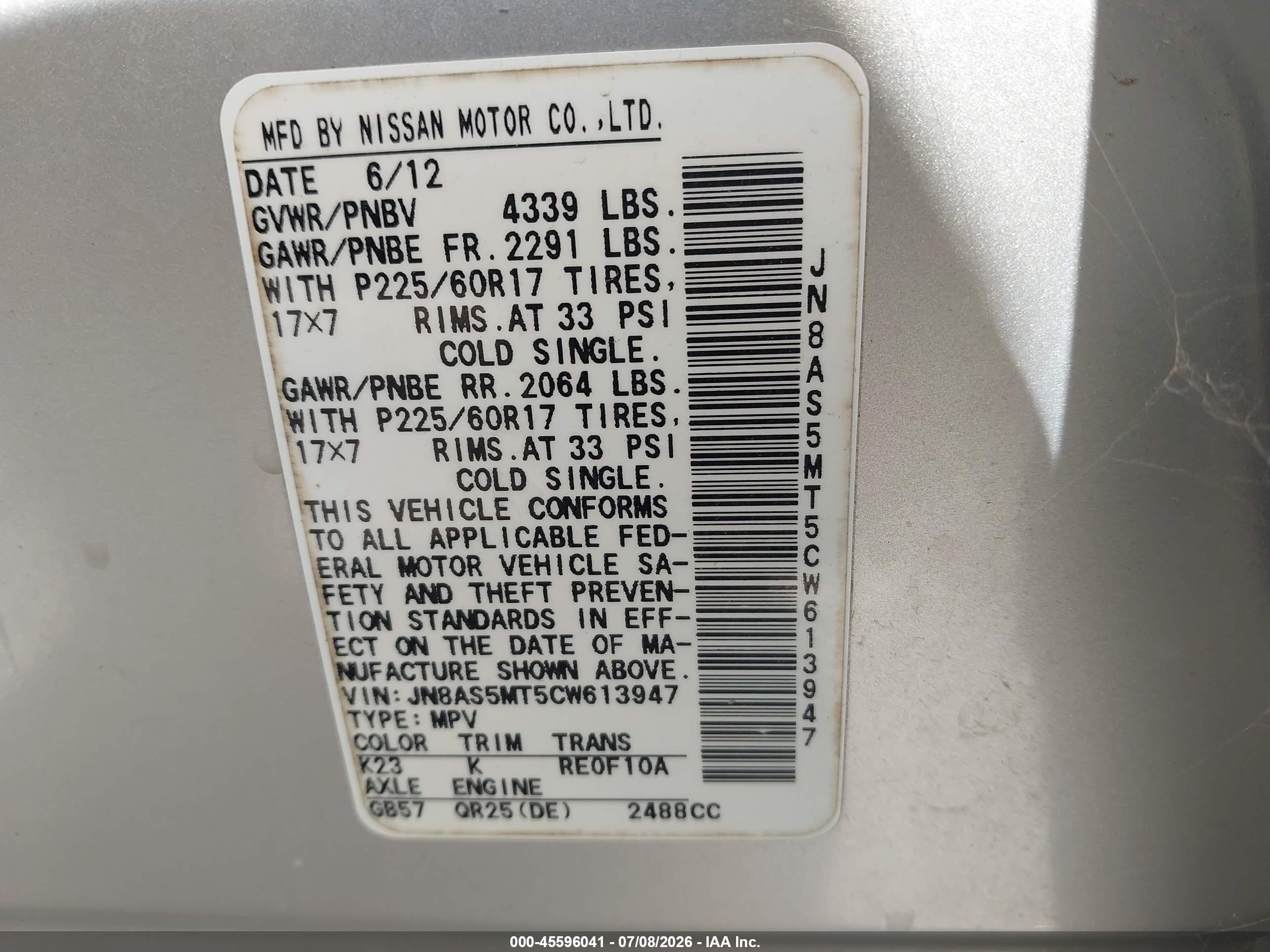 2012 Nissan Rogue Sv Silver vin: JN8AS5MT5CW613947