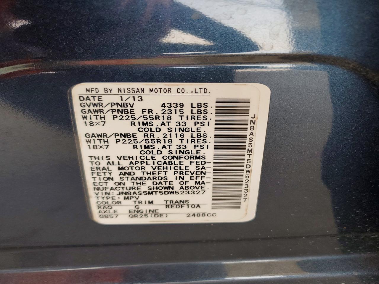 2013 Nissan Rogue S Green vin: JN8AS5MT5DW523327