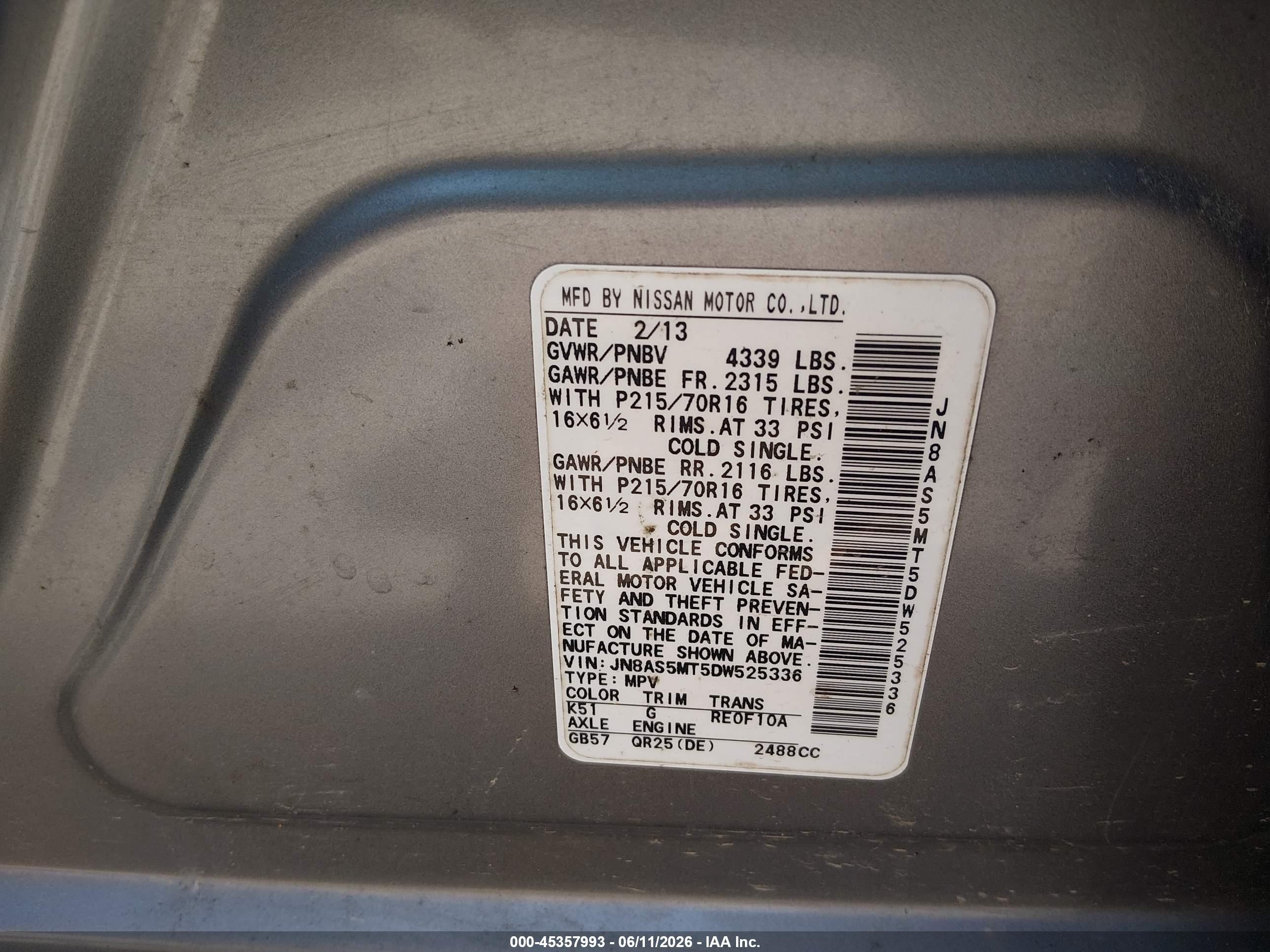 2013 Nissan Rogue S Gray vin: JN8AS5MT5DW525336