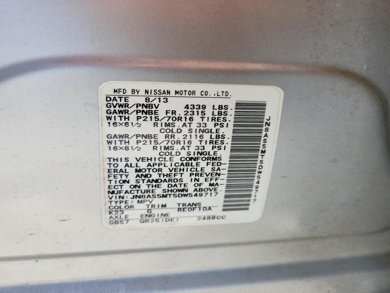 2013 Nissan Rogue S Silver vin: JN8AS5MT5DW549717