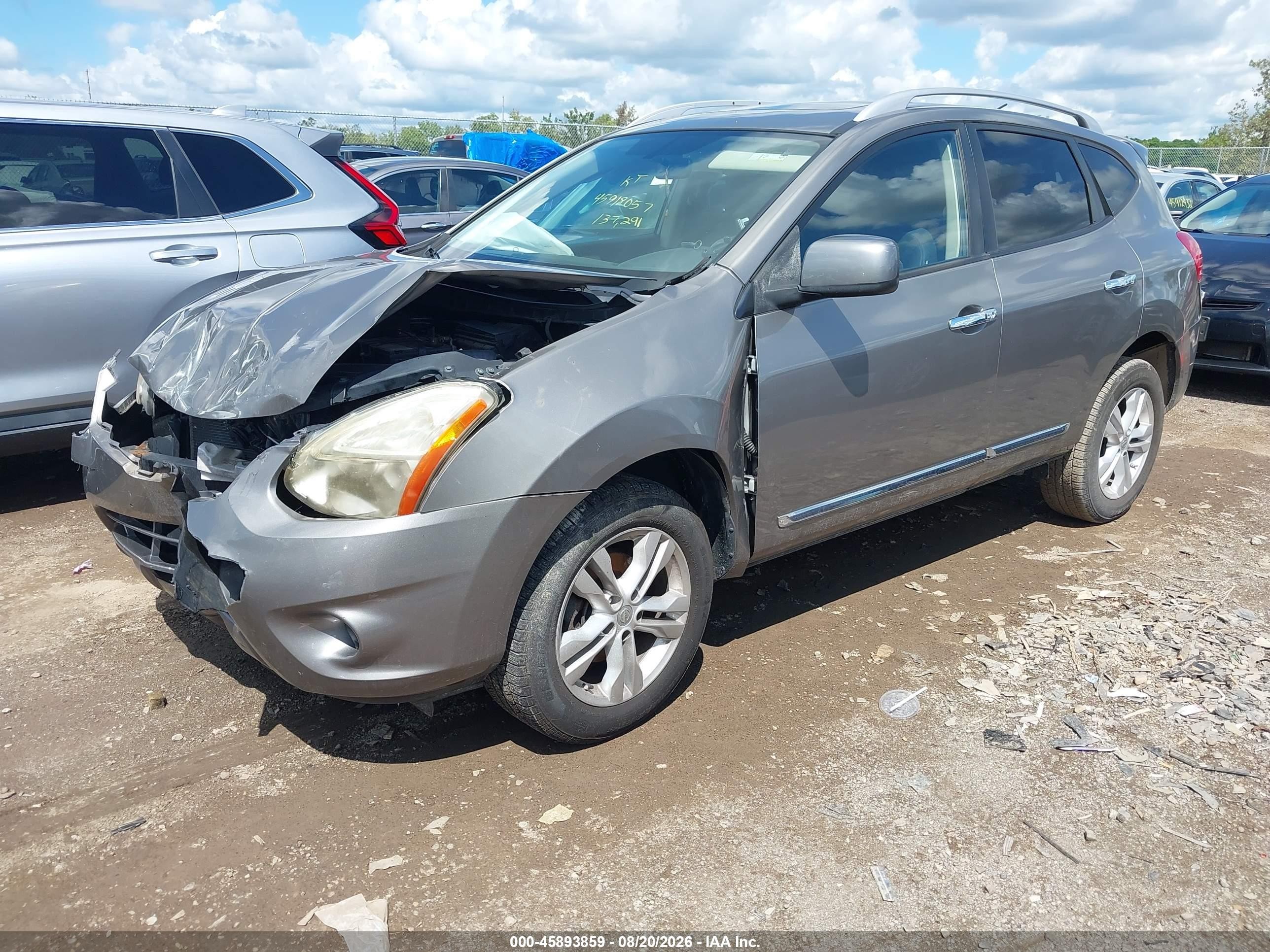 2012 Nissan Rogue Sv Серый vin: JN8AS5MT6CW605677