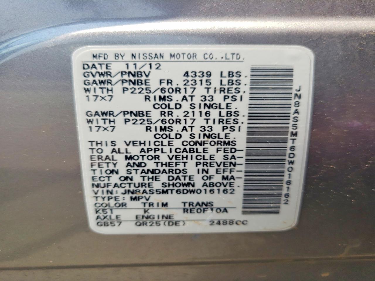 2013 Nissan Rogue S/sv Gray vin: JN8AS5MT6DW016162