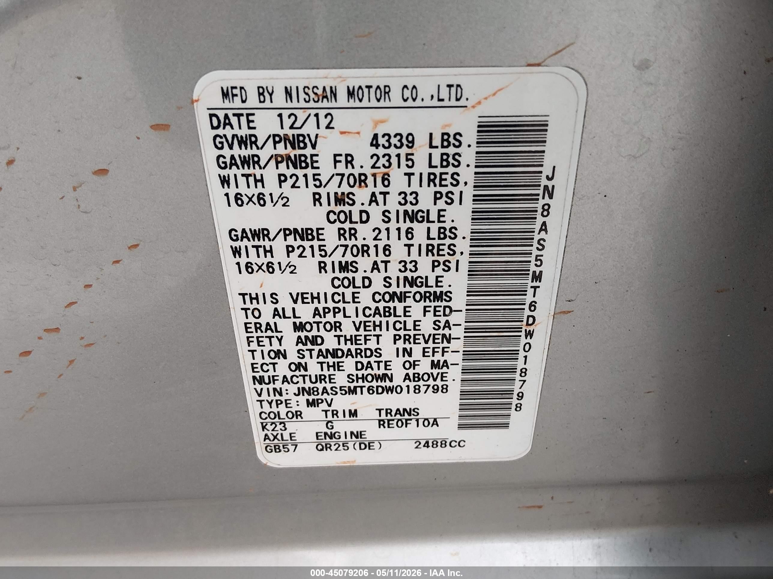 2013 Nissan Rogue S Silver vin: JN8AS5MT6DW018798