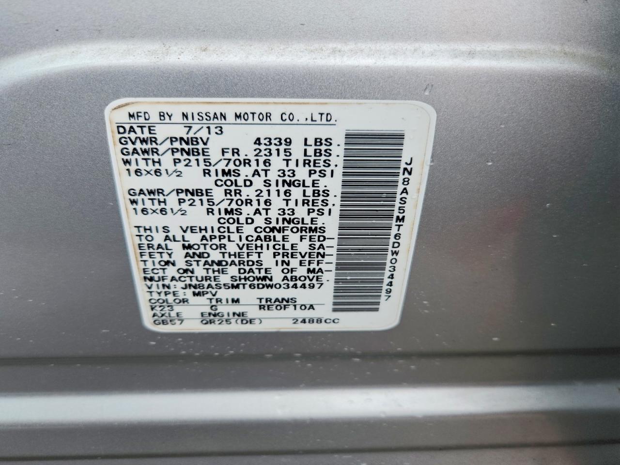 2013 Nissan Rogue S Silver vin: JN8AS5MT6DW034497