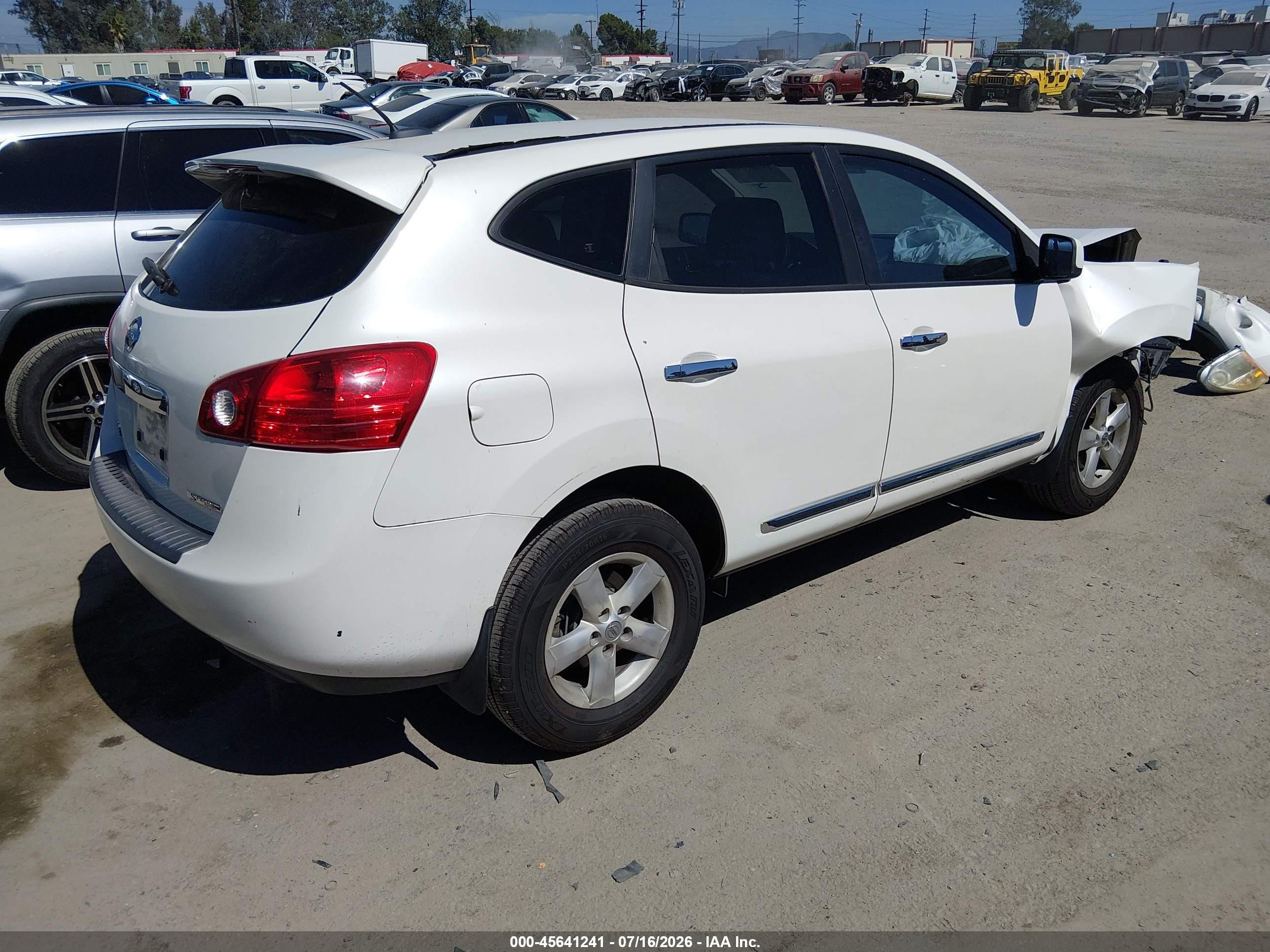 2013 Nissan Rogue S White vin: JN8AS5MT6DW508996