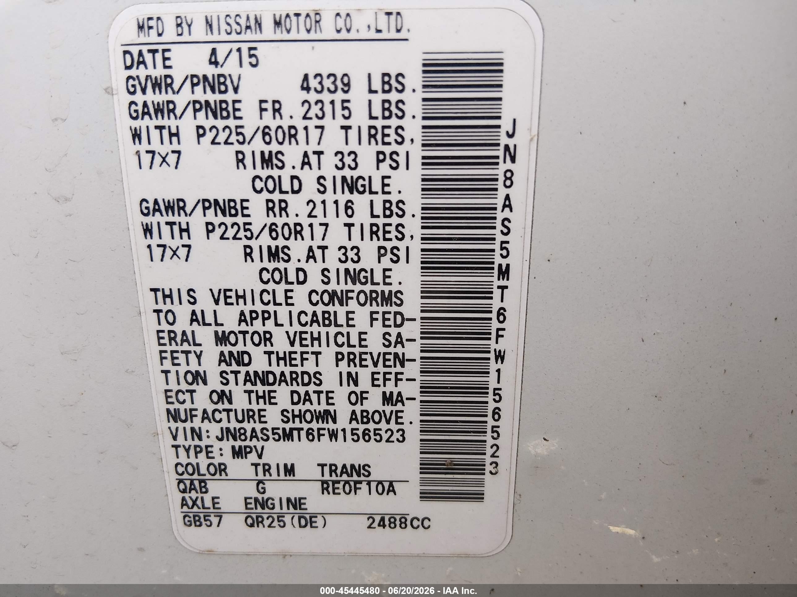 2015 Nissan Rogue Select S Белый vin: JN8AS5MT6FW156523