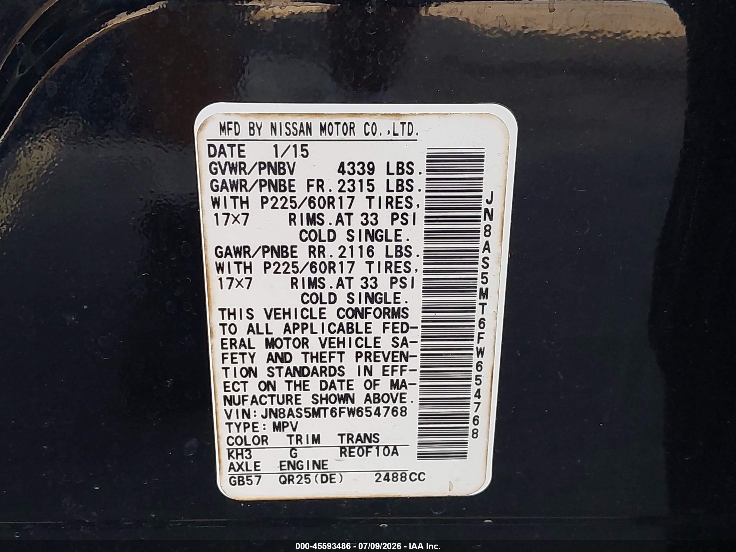 2015 Nissan Rogue Select S Black vin: JN8AS5MT6FW654768