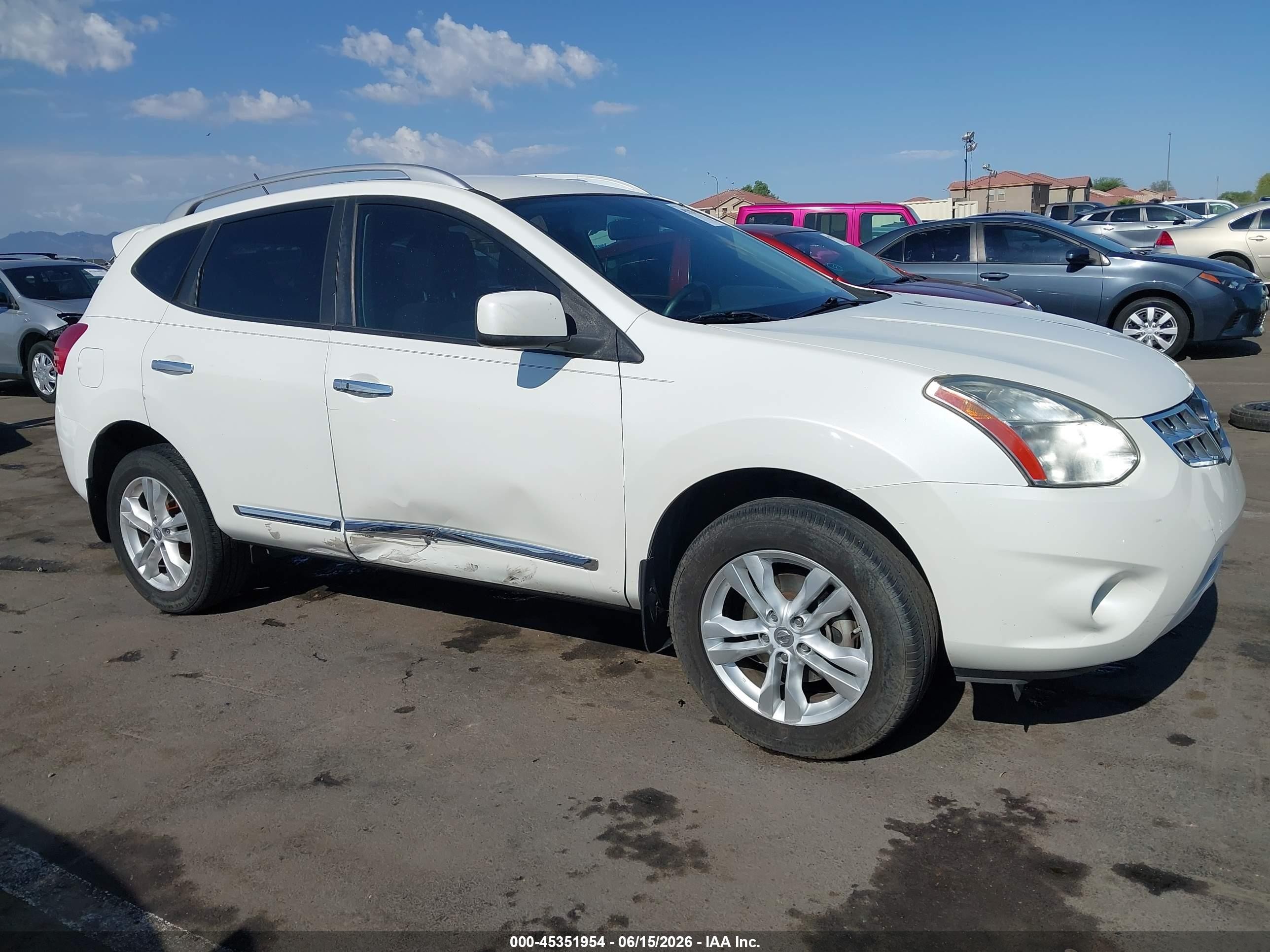 2012 Nissan Rogue Sv White vin: JN8AS5MT7CW267514